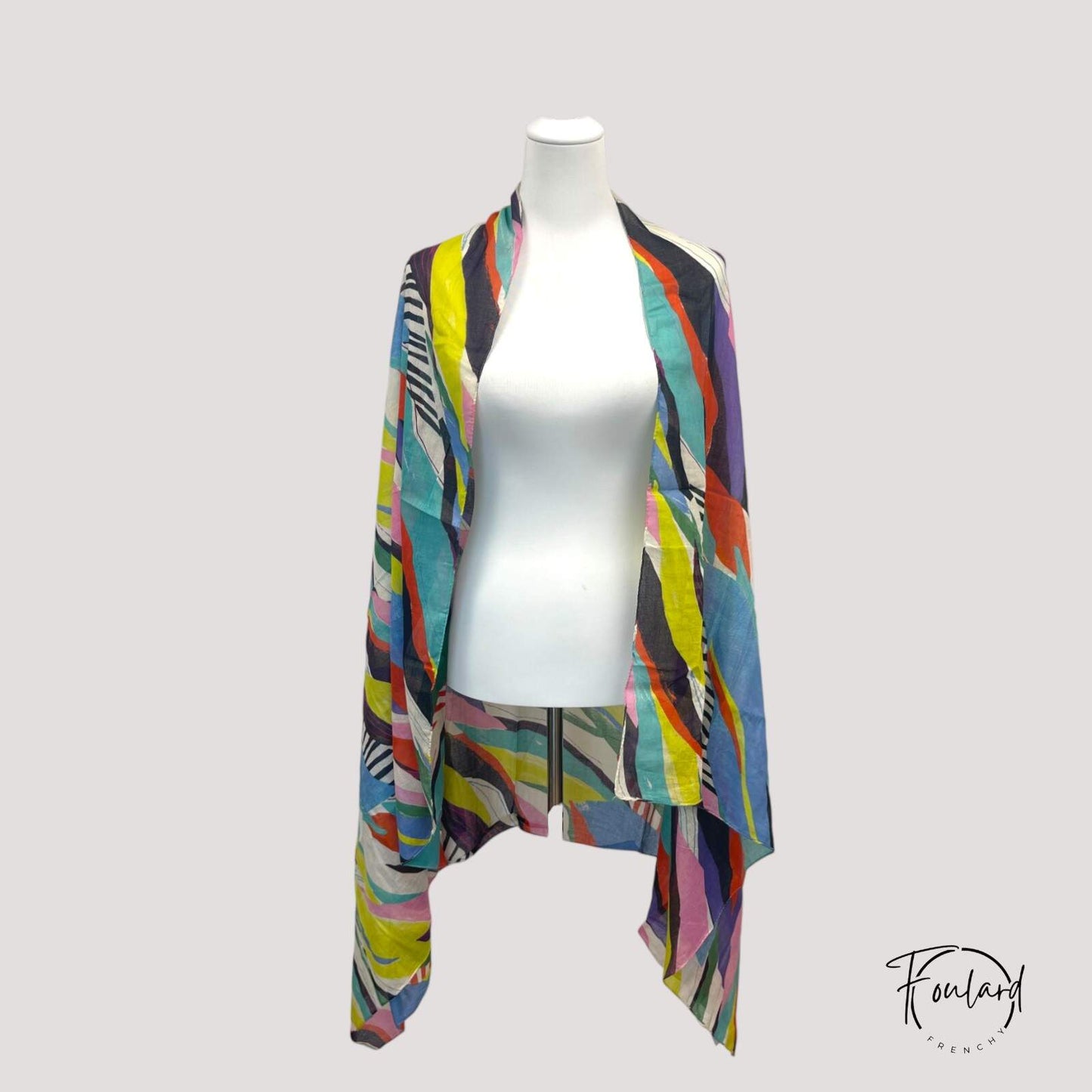 Foulard imprimé graphique multicolore 100 % coton