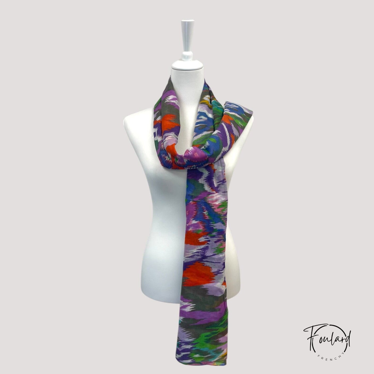 Foulard multicolore imprimé ethnique en coton