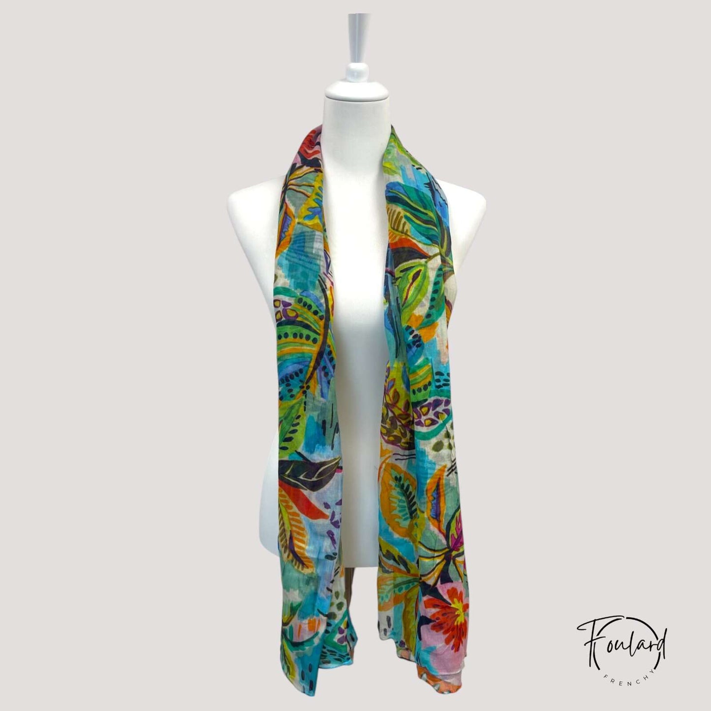 Foulard femme fleuri multicolore en coton