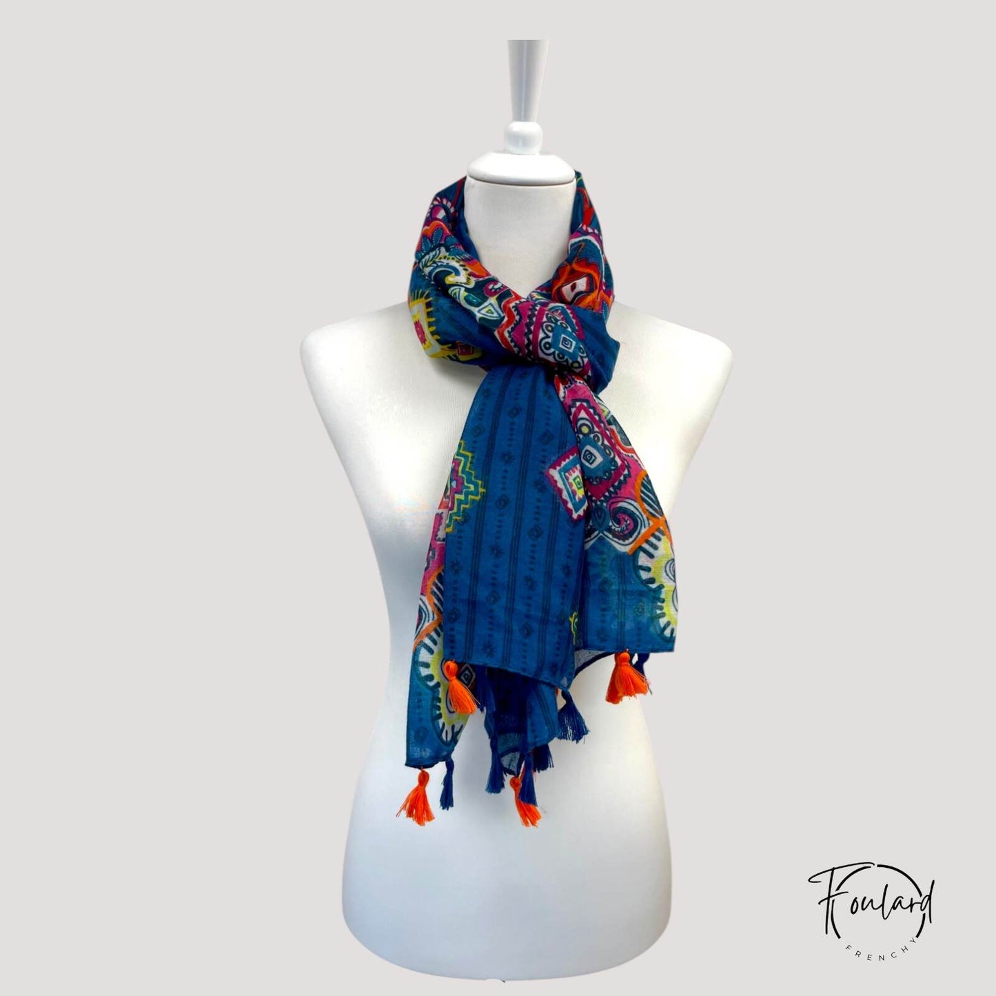 Foulard pour femme 180 bleu - Bordis bohème