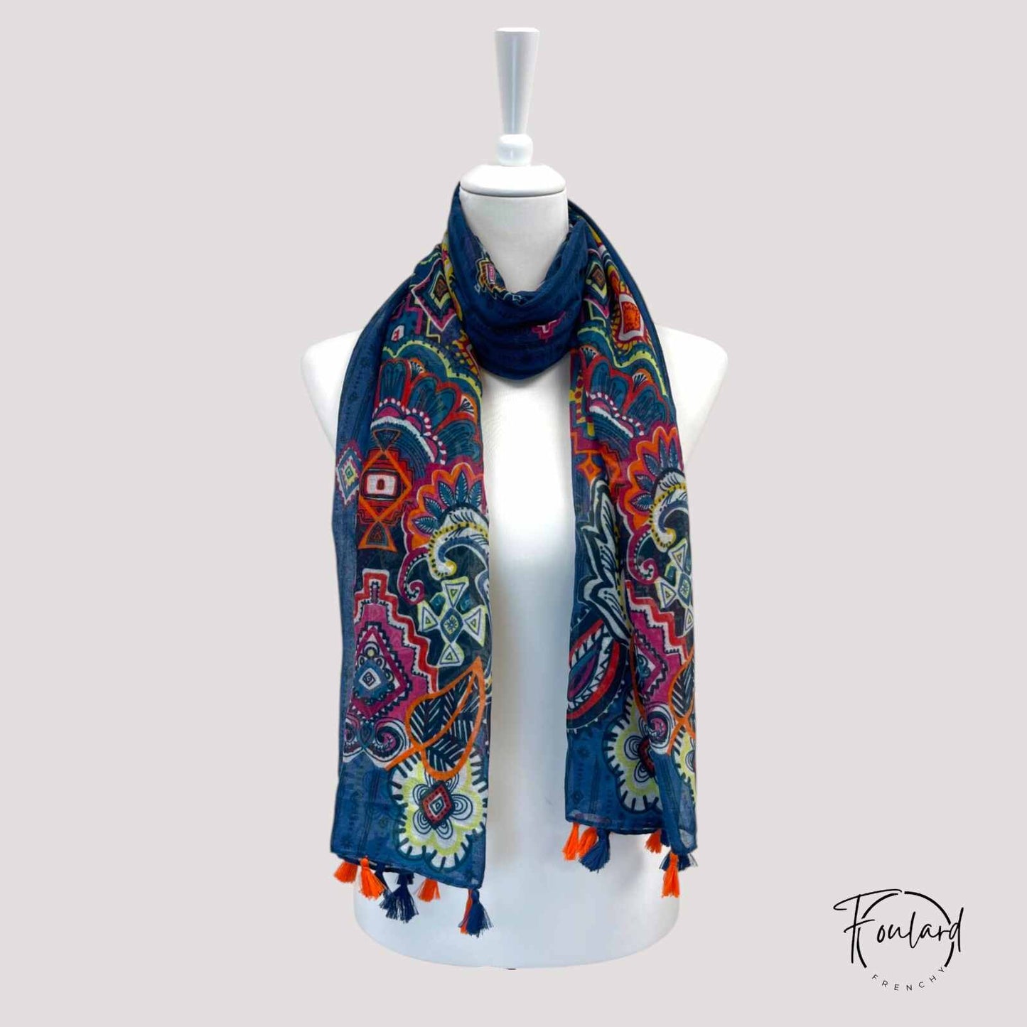 Foulard pour femme 180 bleu - Bordis bohème