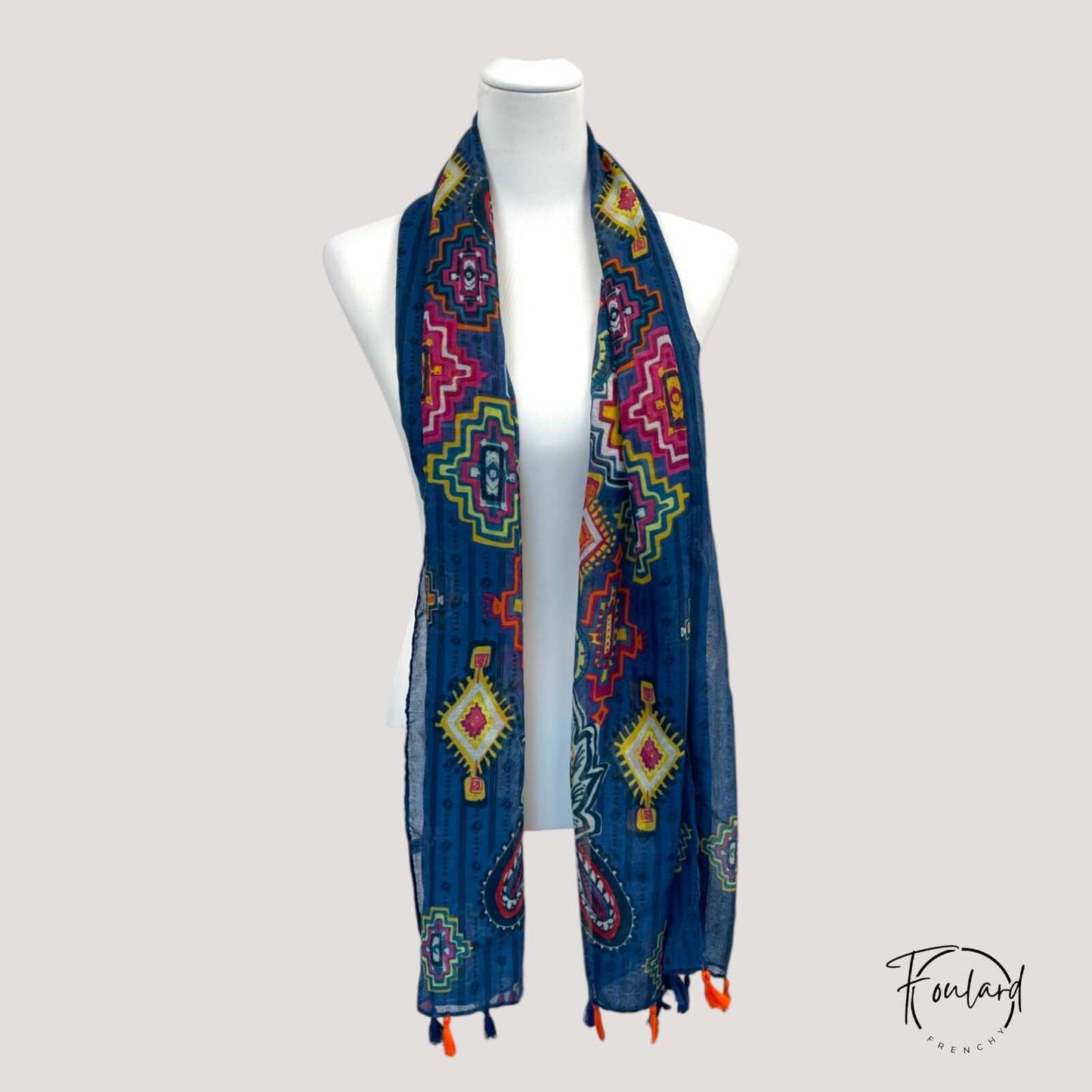 Foulard pour femme 180 bleu - Bordis bohème