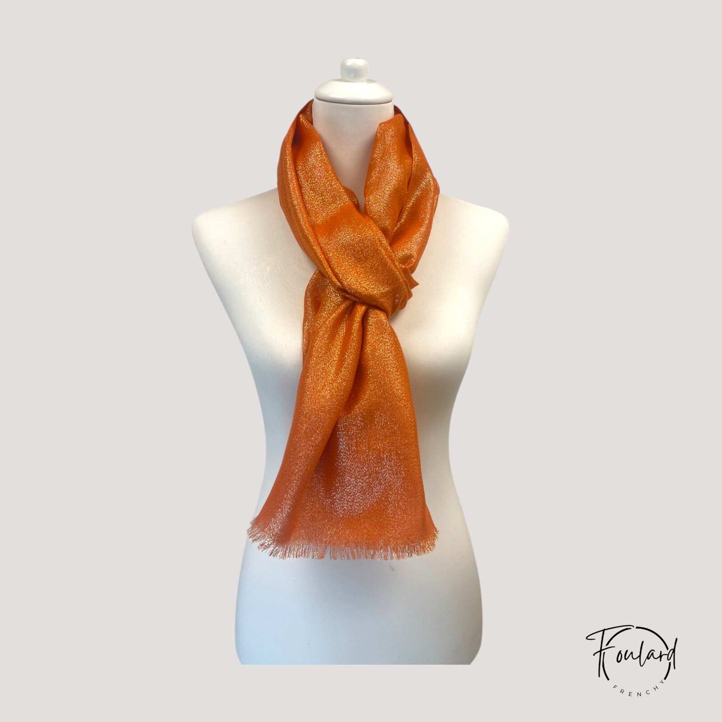 Foulard femme orange pailleté