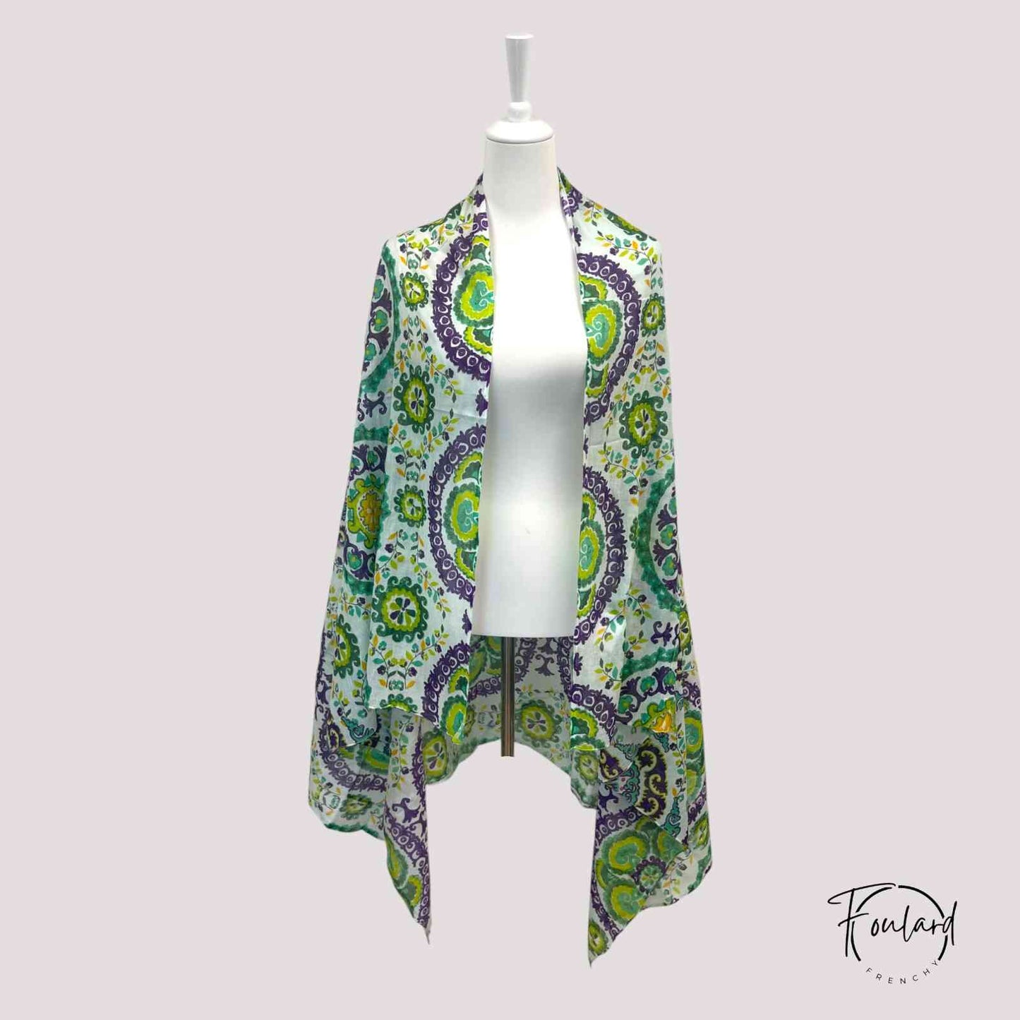 Foulard oriental vert et violet