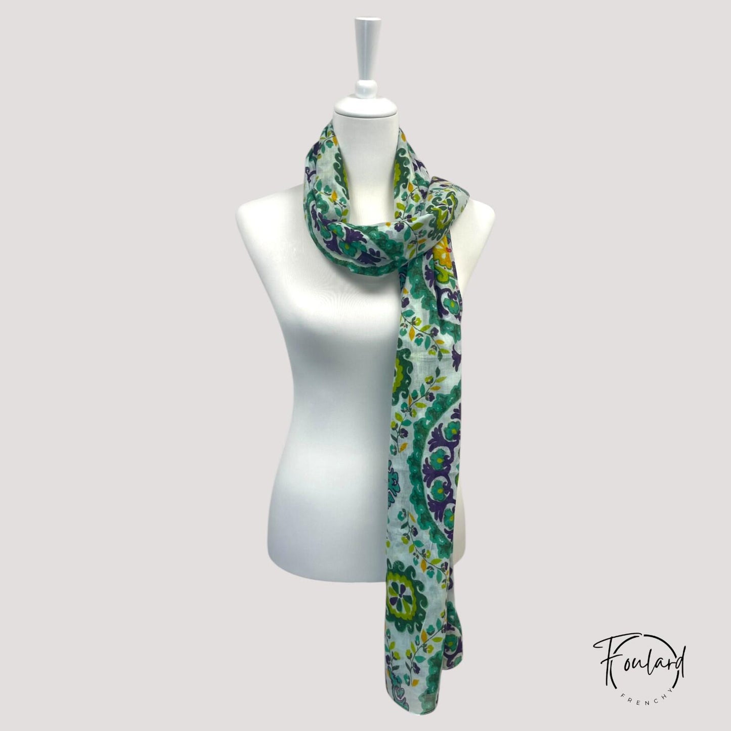 Foulard oriental vert et violet