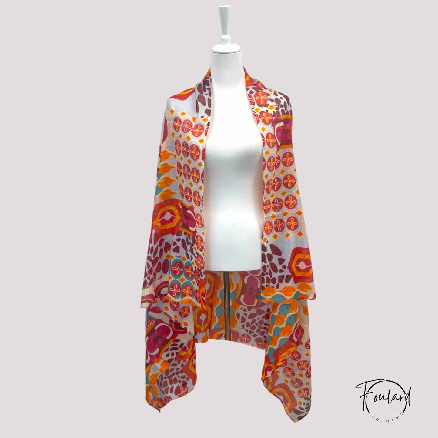 Foulard coloré imprimé géométrique multicolore