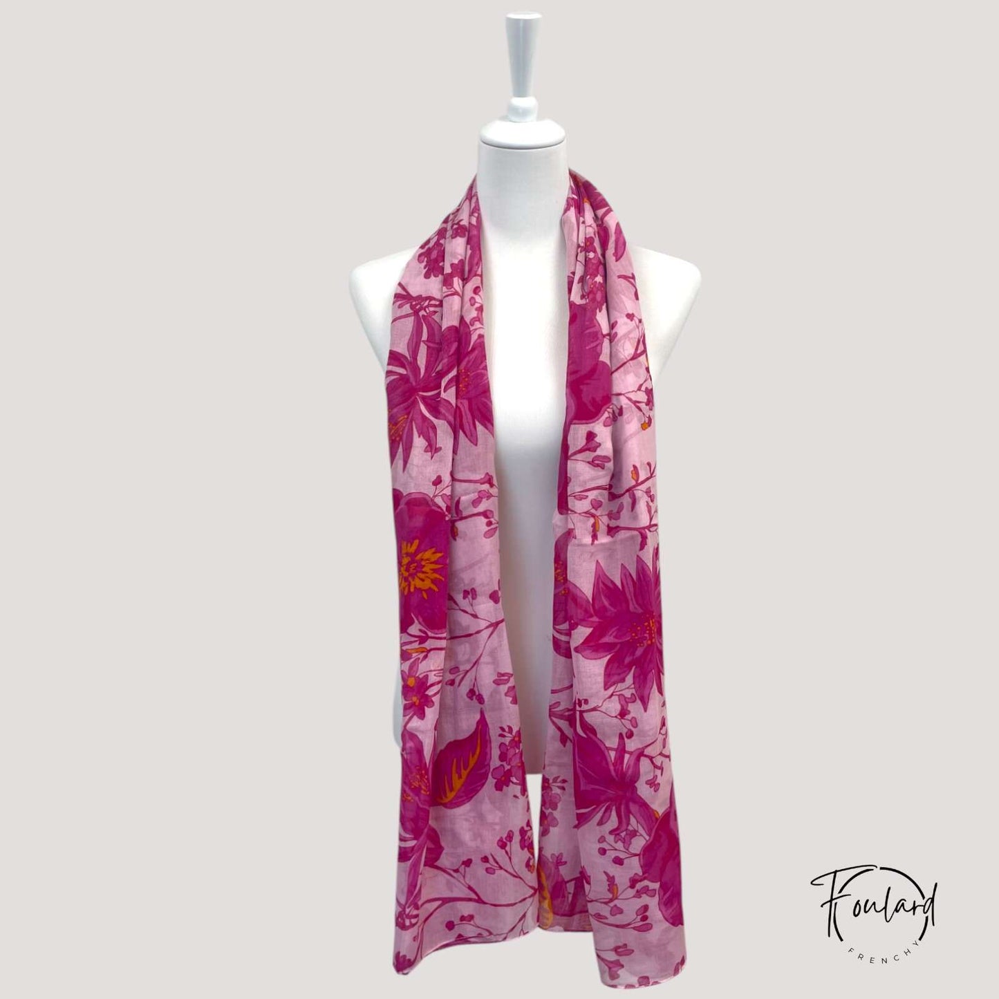 Foulard floral rose fuchsia