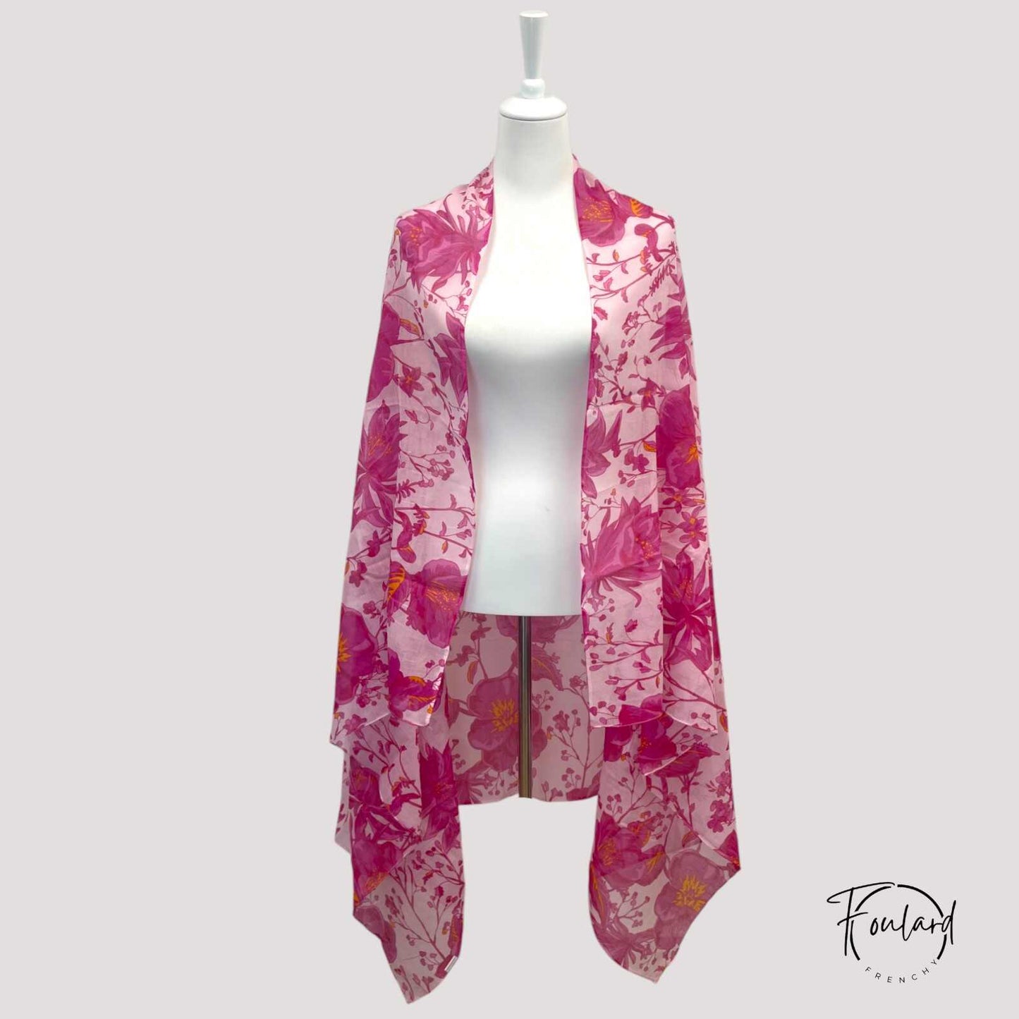 Foulard floral rose fuchsia