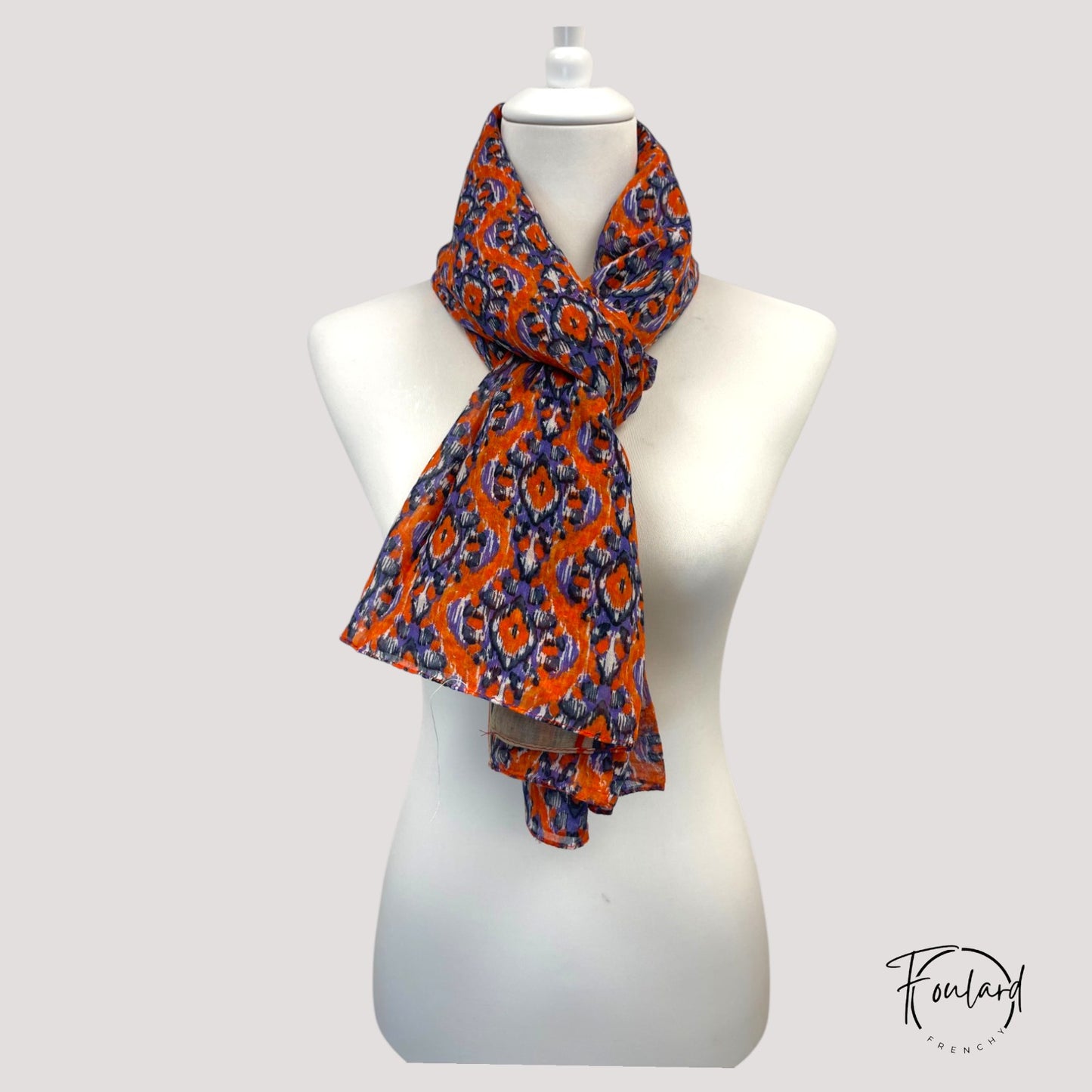 Foulard ethnique rouge et violet – 100 % coton
