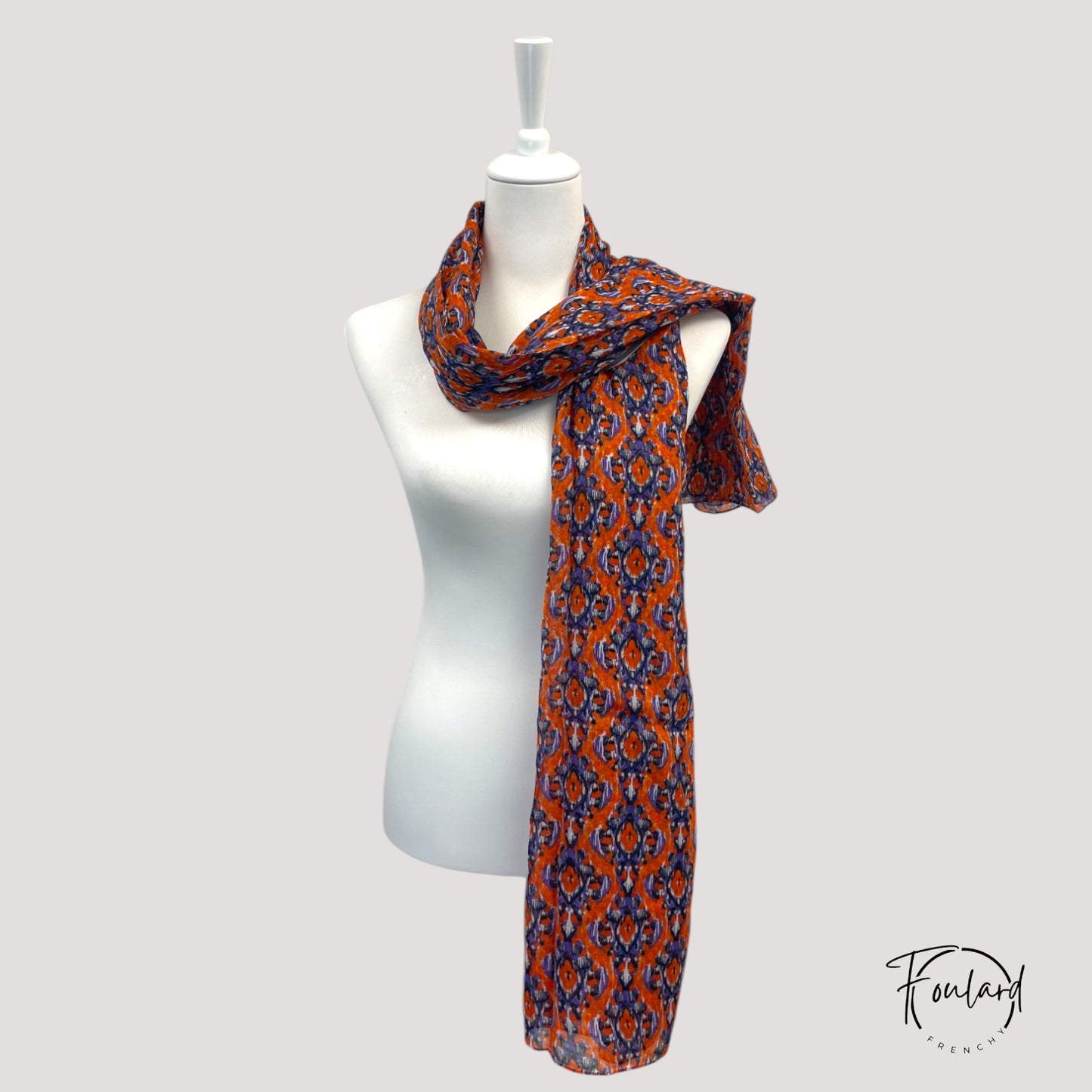 Foulard ethnique rouge et violet – 100 % coton