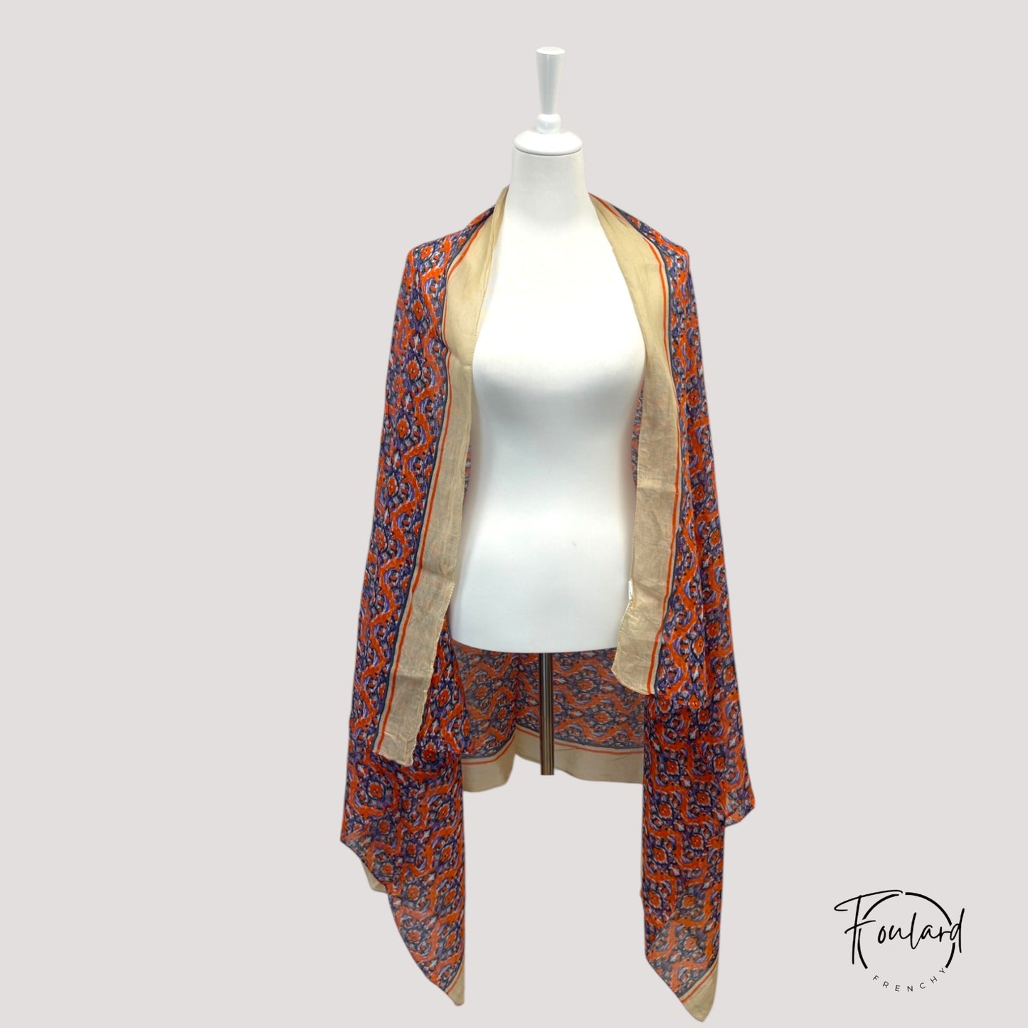 Foulard ethnique rouge et violet – 100 % coton