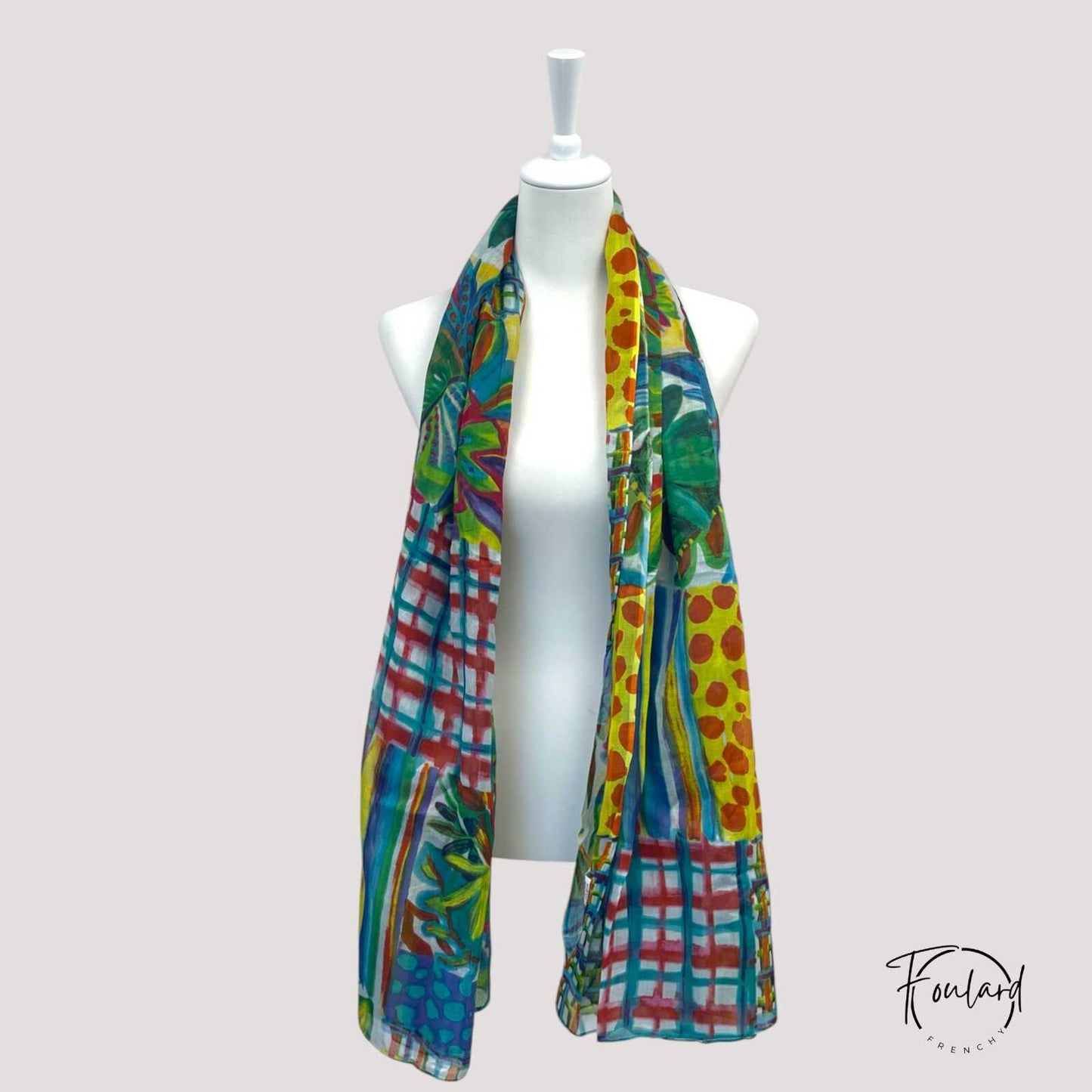 Foulard coloré imprimé abstrait en coton