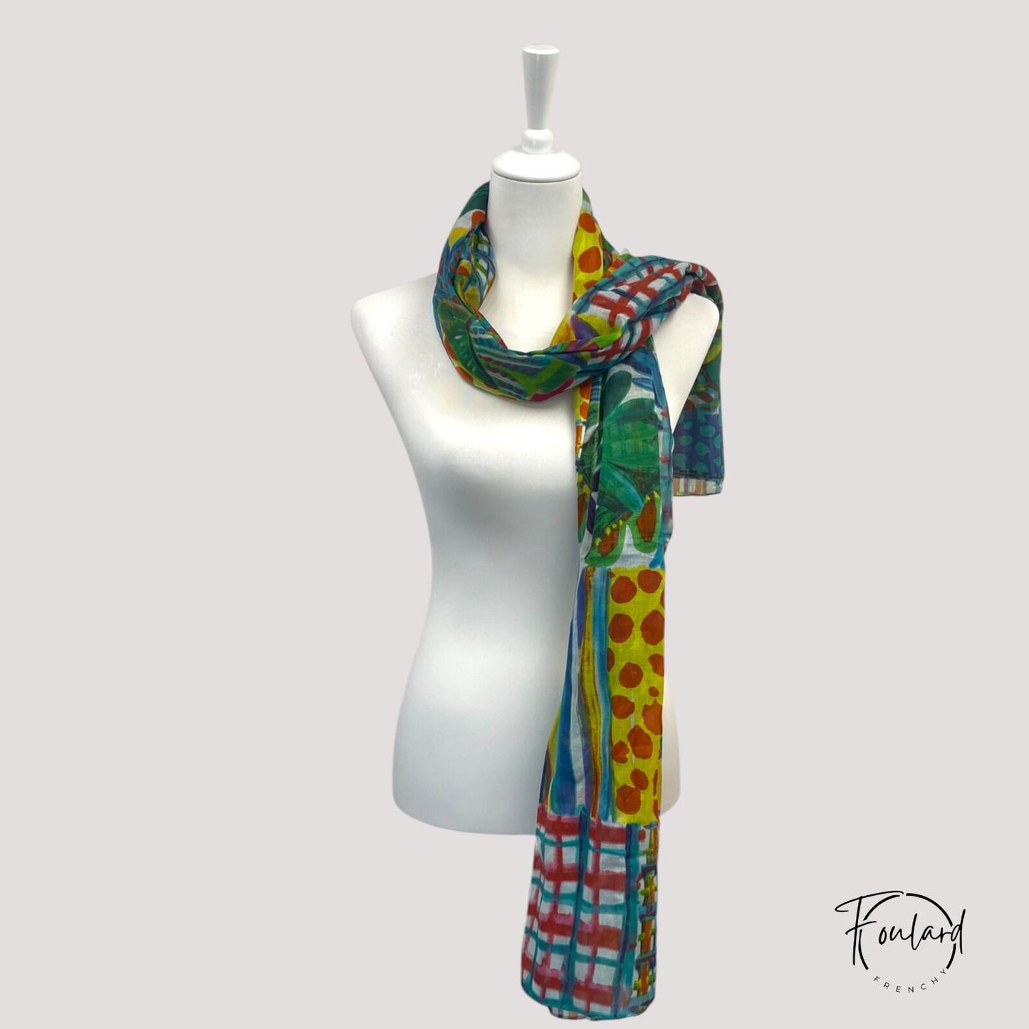 Foulard coloré imprimé abstrait en coton