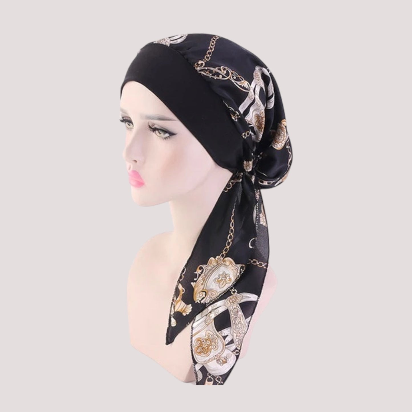ADALINE Foulard long chimio noir et dessins doré - Baroque
