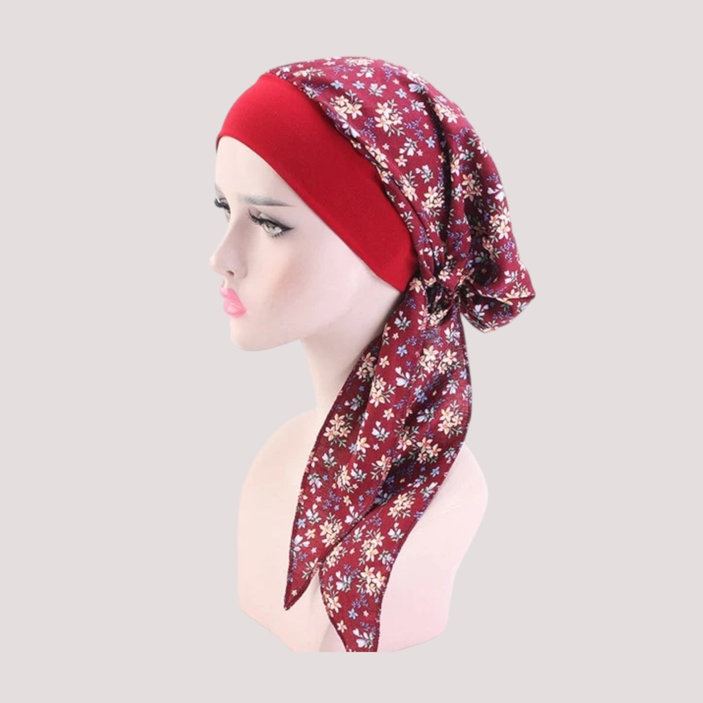 ADÈLE Foulard Cheveux Femme Mode Chimio Rouge à motifs