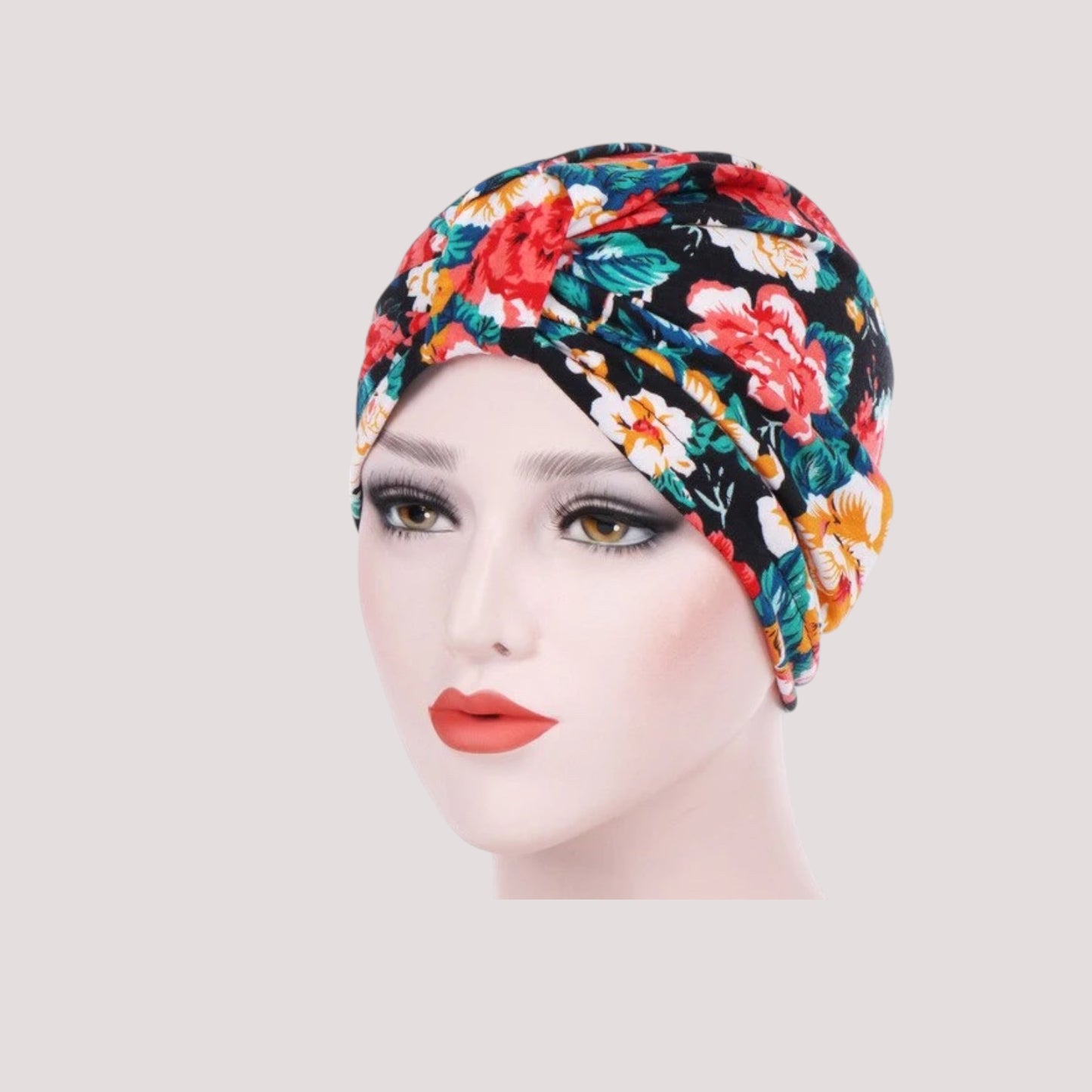 ALEXANDRINE Foulard Bonnet Moderne Femme Chimio Noir à motifs