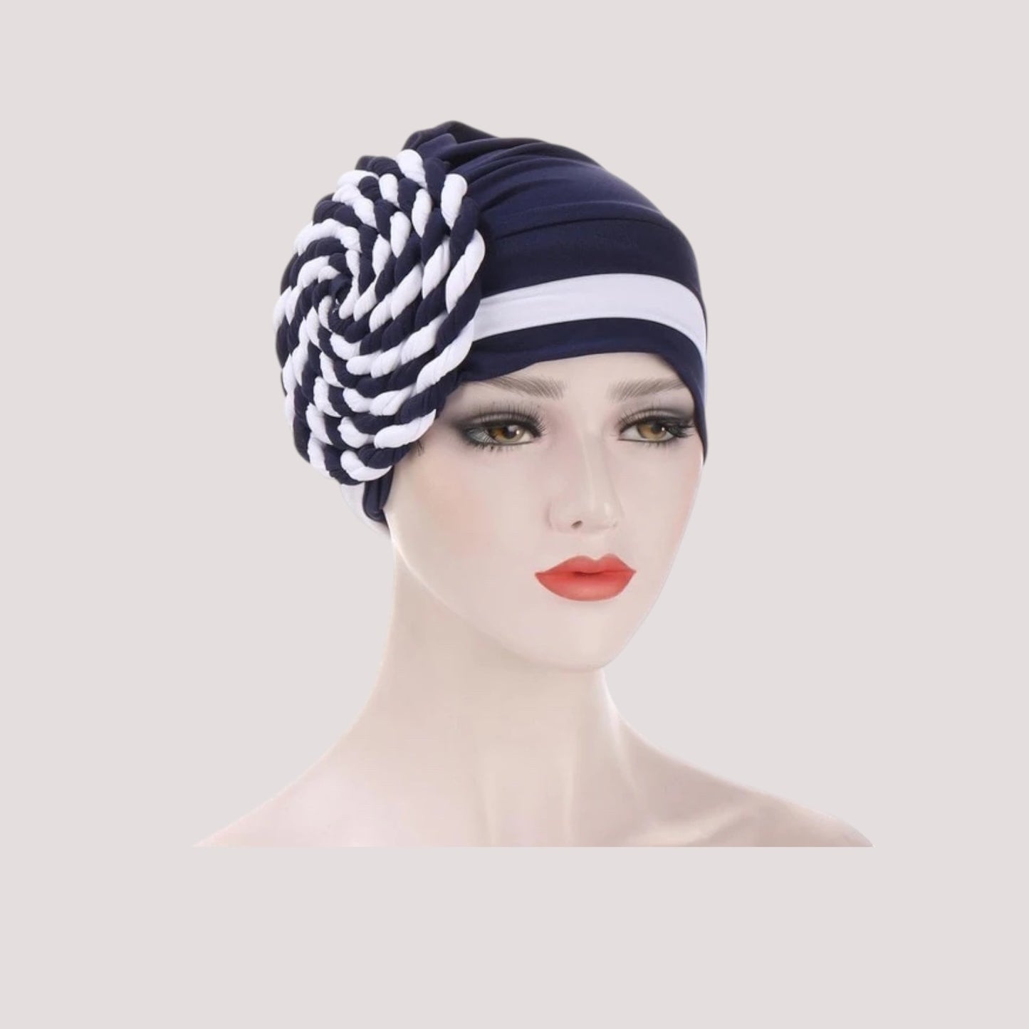 Bonnet Chimio Foulard Cheveux Femme Moderne Bleu Marine
