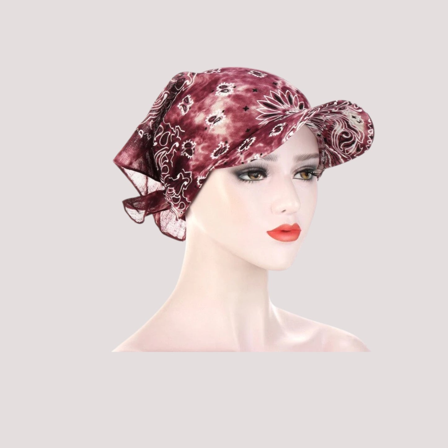 Casquette Foulard Chimio Femme Bordeaux
