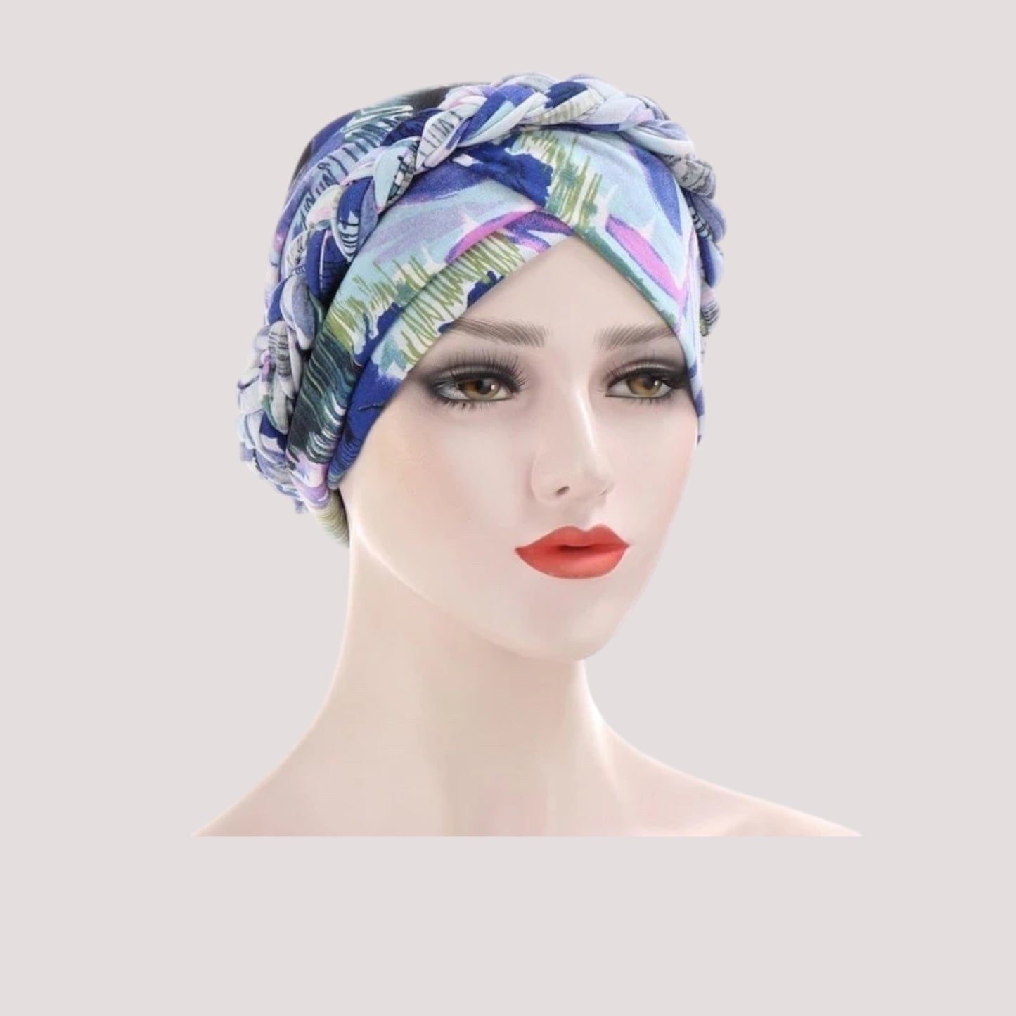 DIANE Foulard Cheveux Femme Turban Chimio Moderne Bleu à motifs