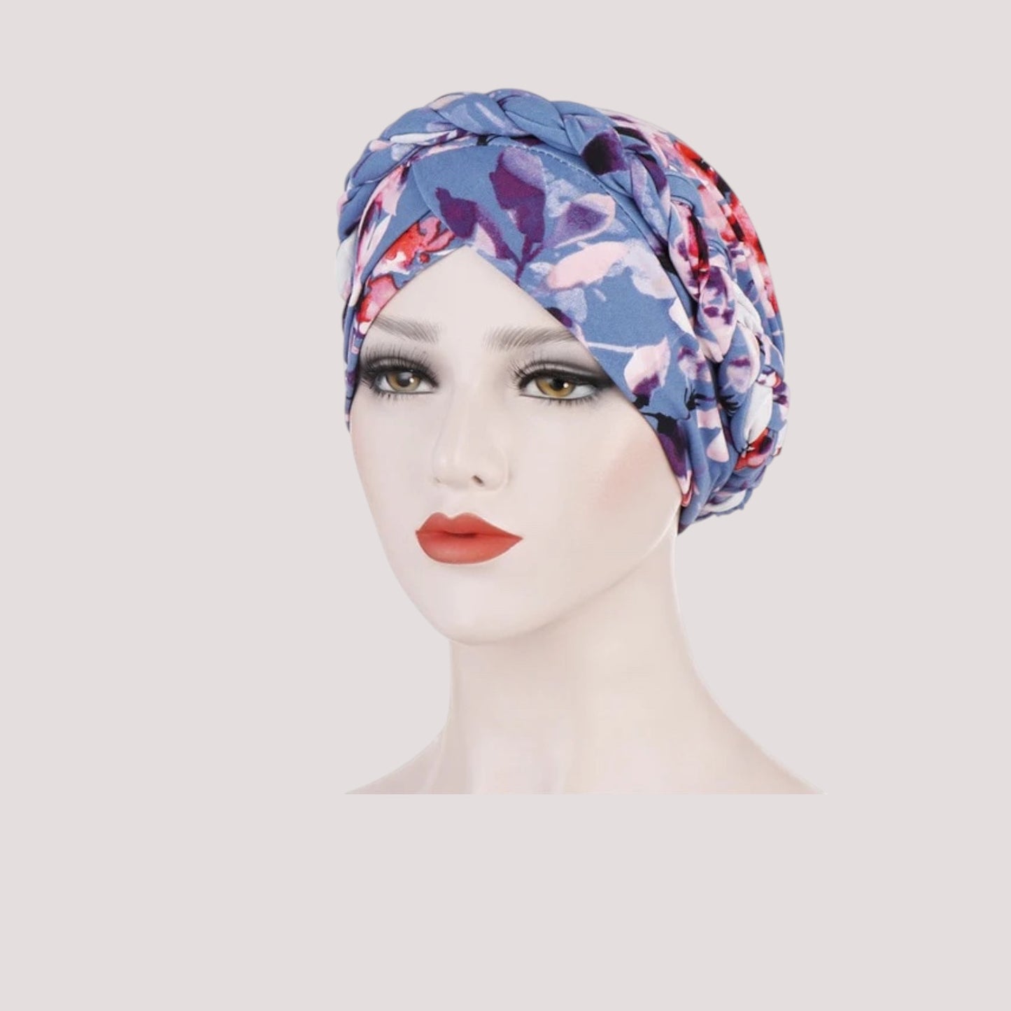 ELLIANE Foulard Cheveux Turban Chimio Femme Moderne Bleu à motifs