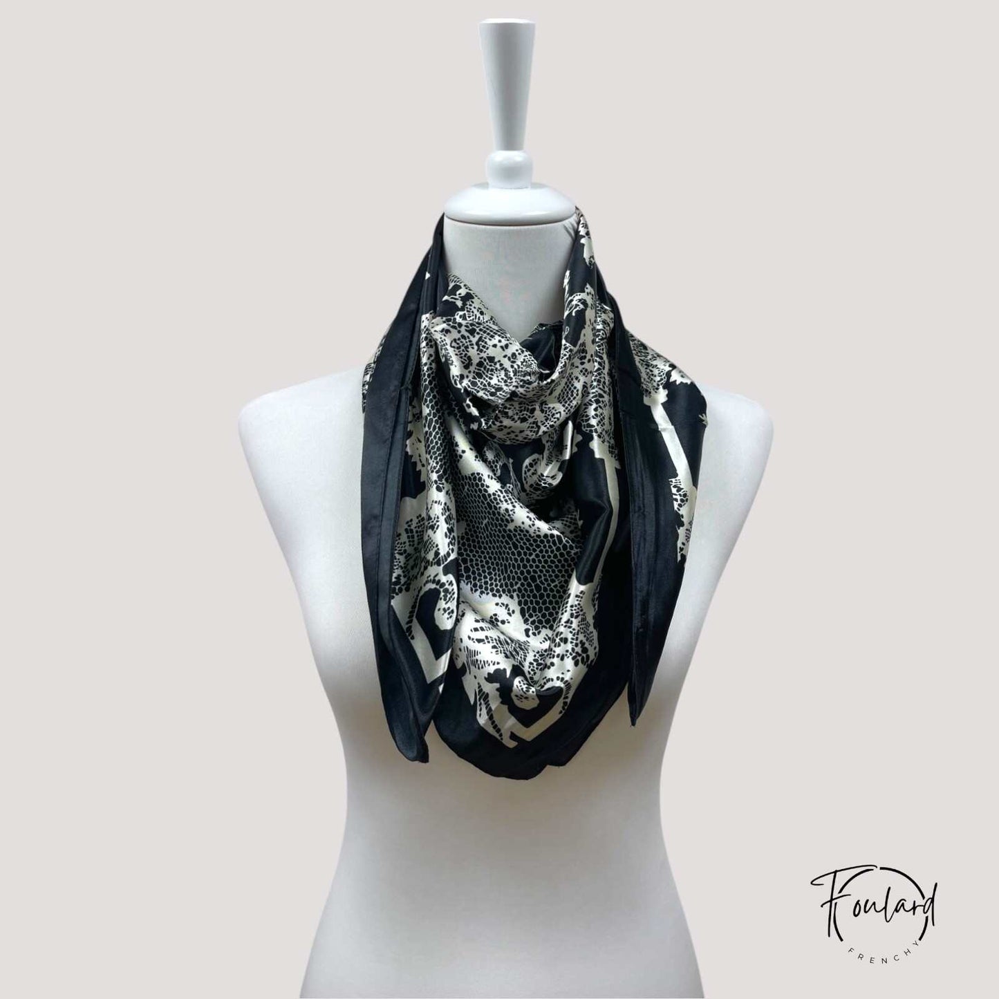 CÉLINE Foulard Cheveux Femme Noir Baroque Bohème