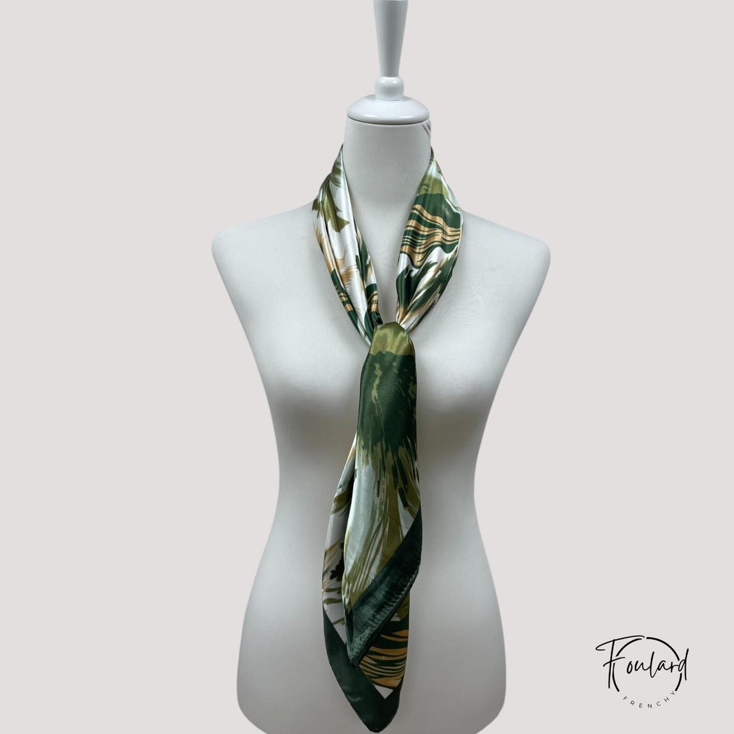 CLAIRE Foulard Cheveux Femme Vert à motifs Nature Zen