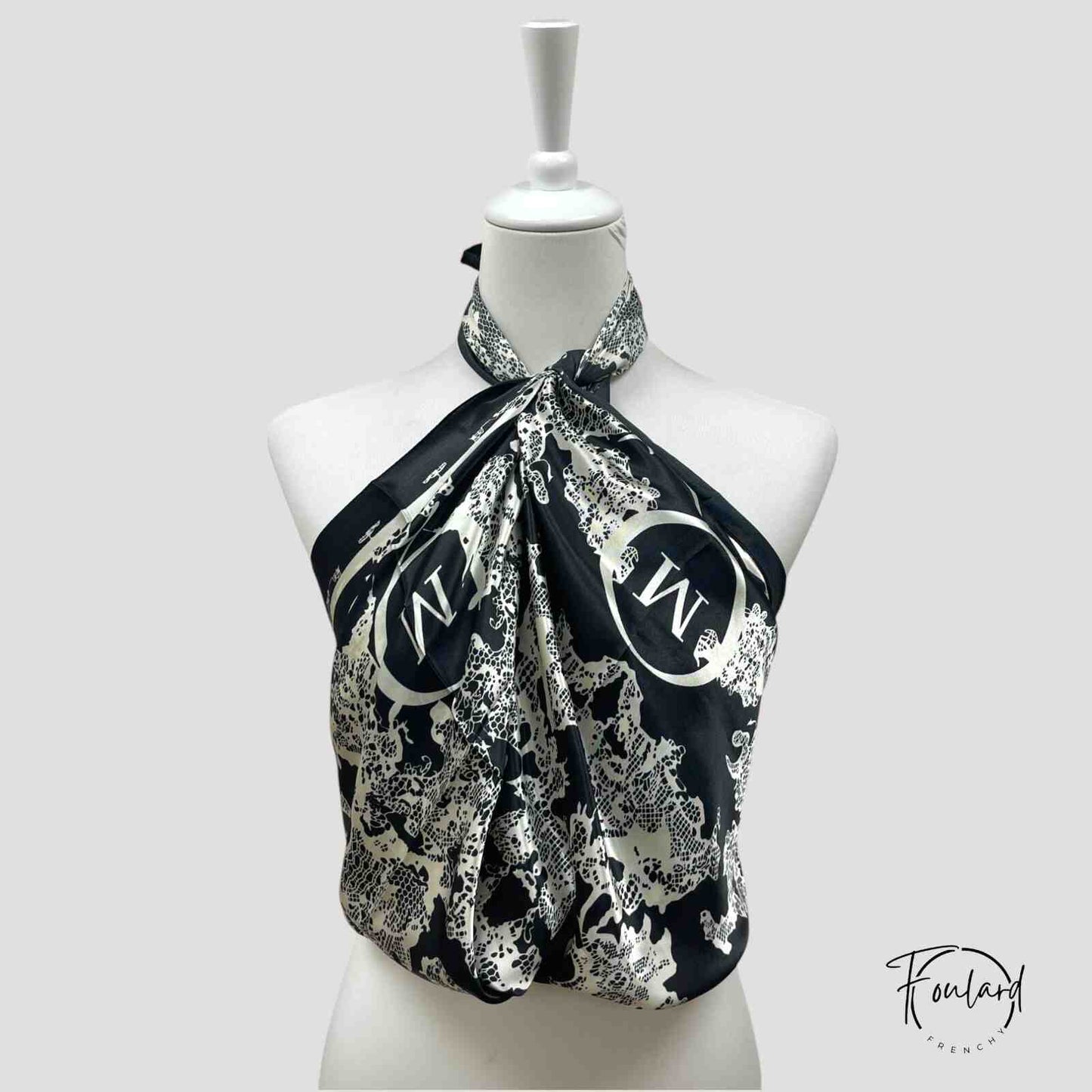 CÉLINE Foulard Cheveux Femme Noir Baroque Bohème