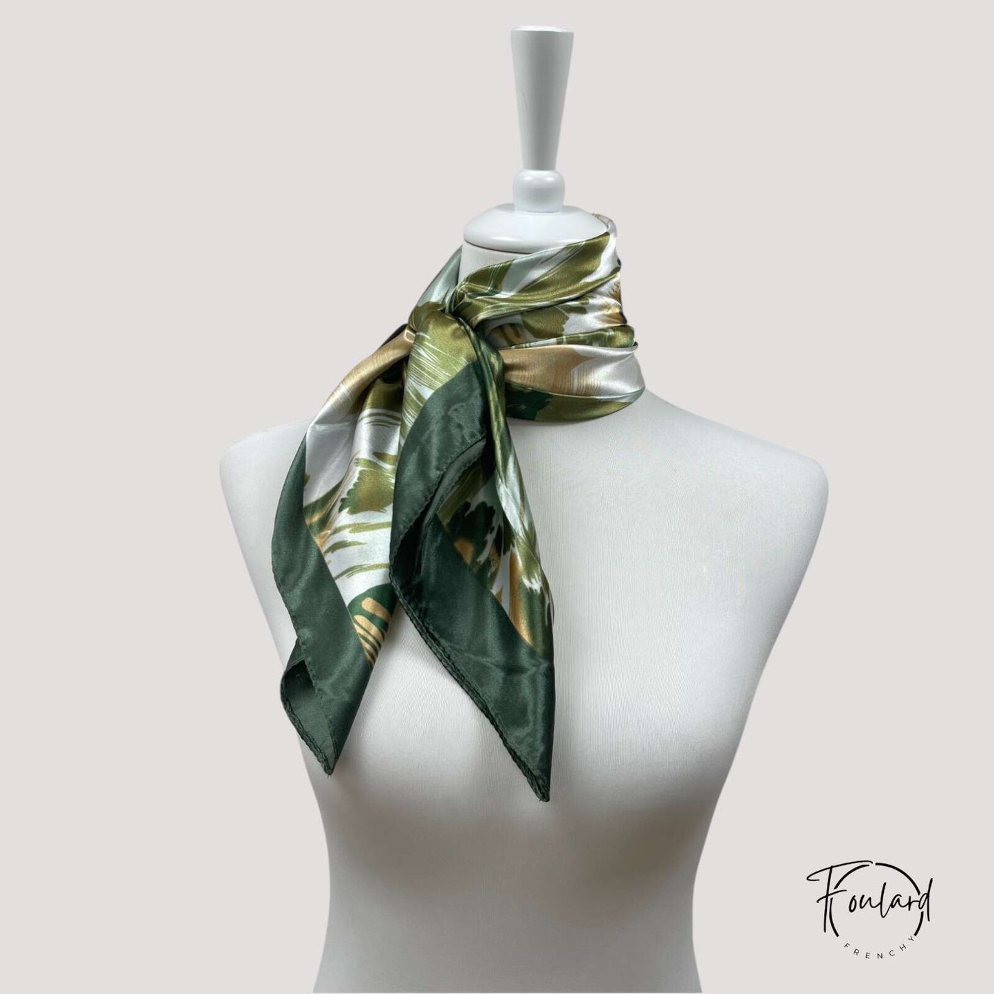 CLAIRE Foulard Cheveux Femme Vert à motifs Nature Zen