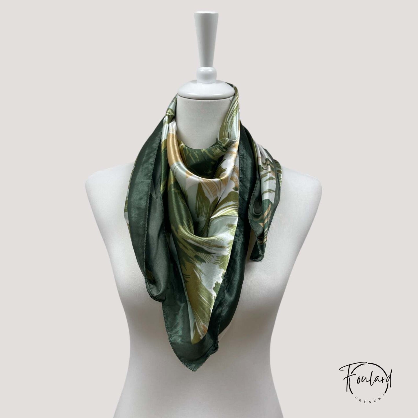 CLAIRE Foulard Cheveux Femme Vert à motifs Nature Zen