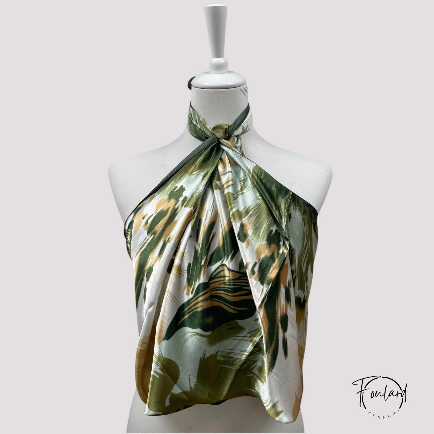 CLAIRE Foulard Cheveux Femme Vert à motifs Nature Zen