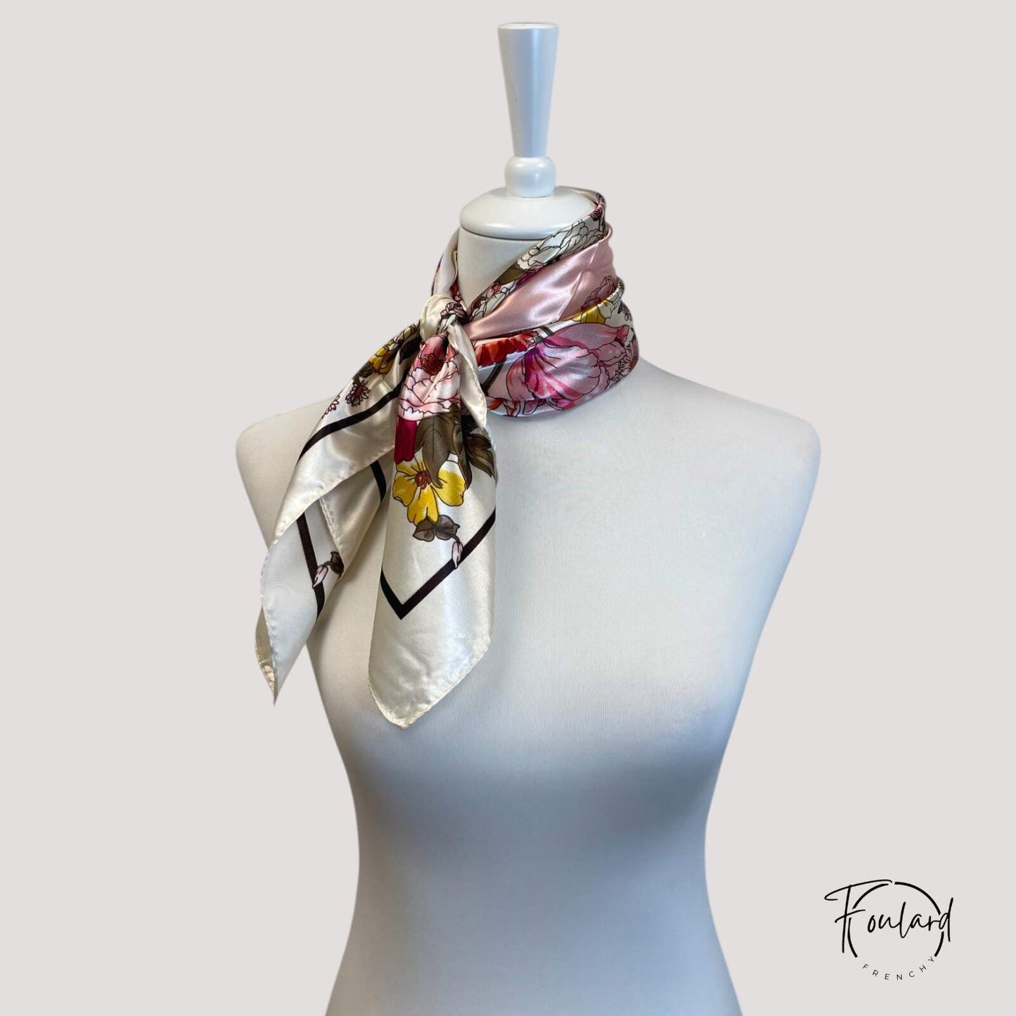 CORALIE Foulard Cheveux Femme Rouge à motifs Fleurs