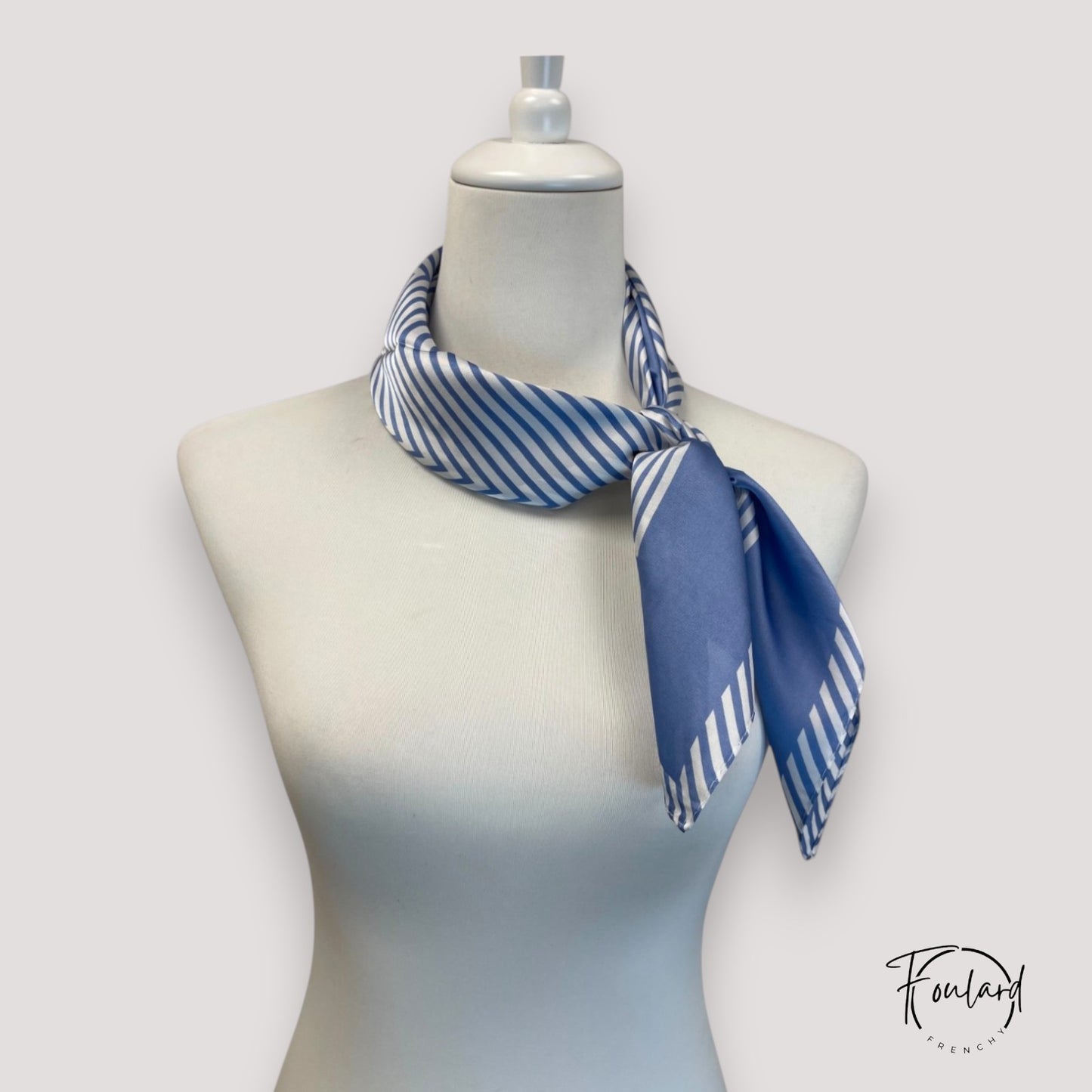 Foulard pour cheveux 70 - Rayures bleues