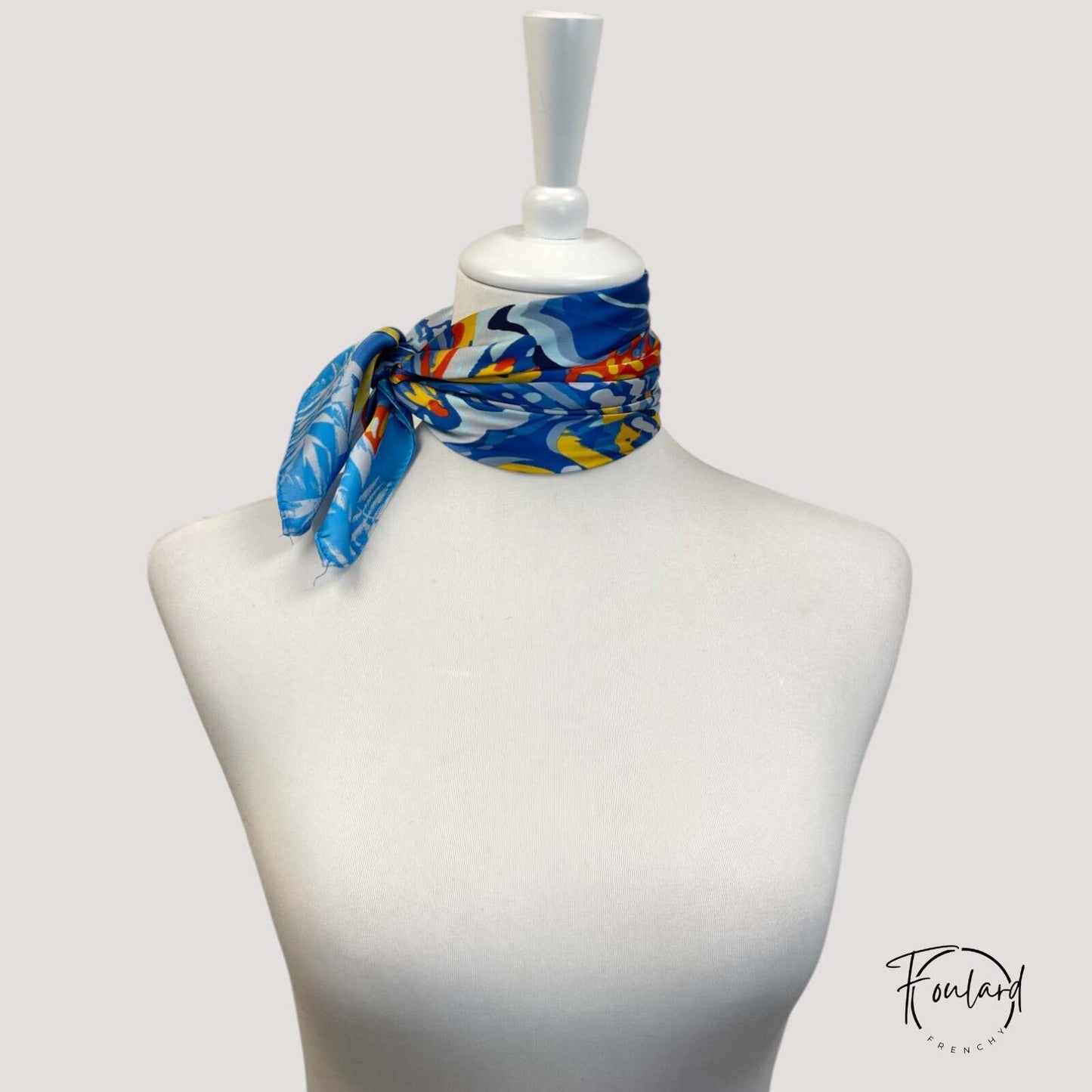 Foulard carré 70x70 – Imprimé tropical bleu