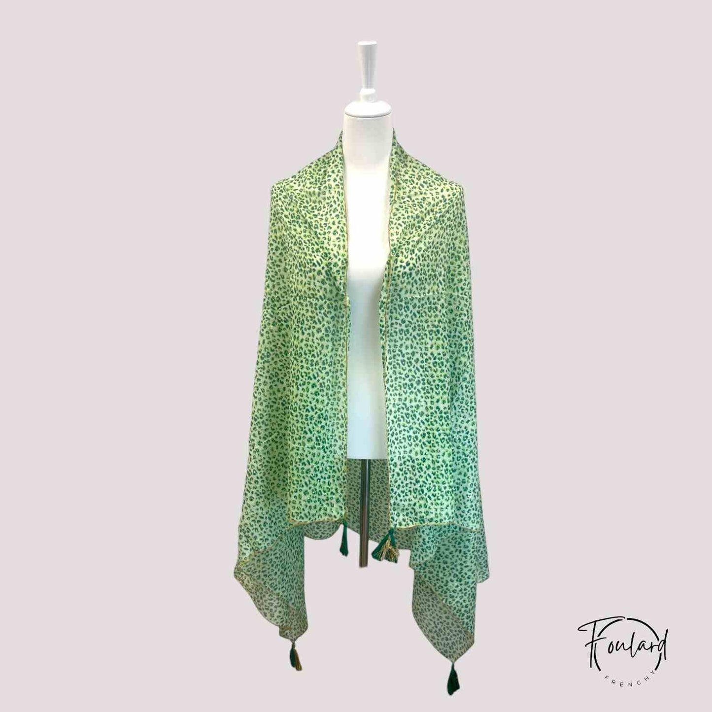 Foulard femme léopard vert doré