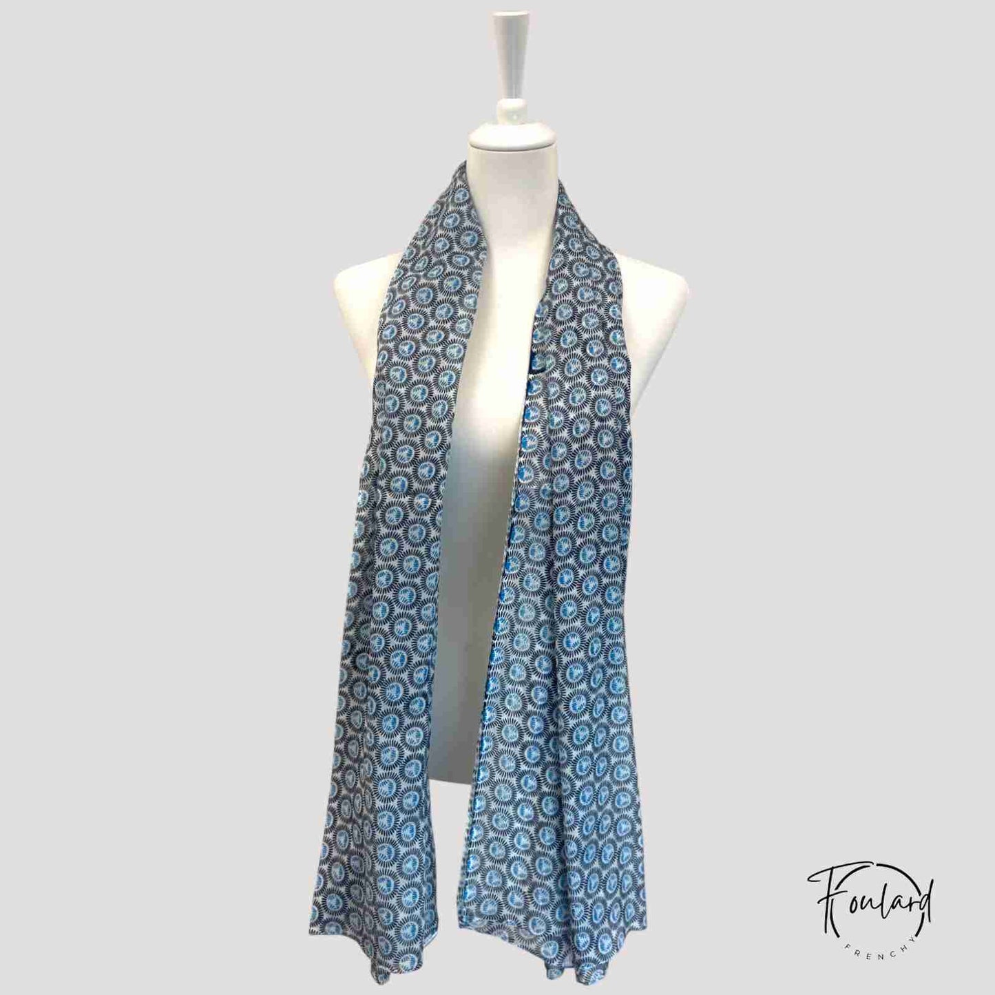 Foulard en coton motif graphique bleu