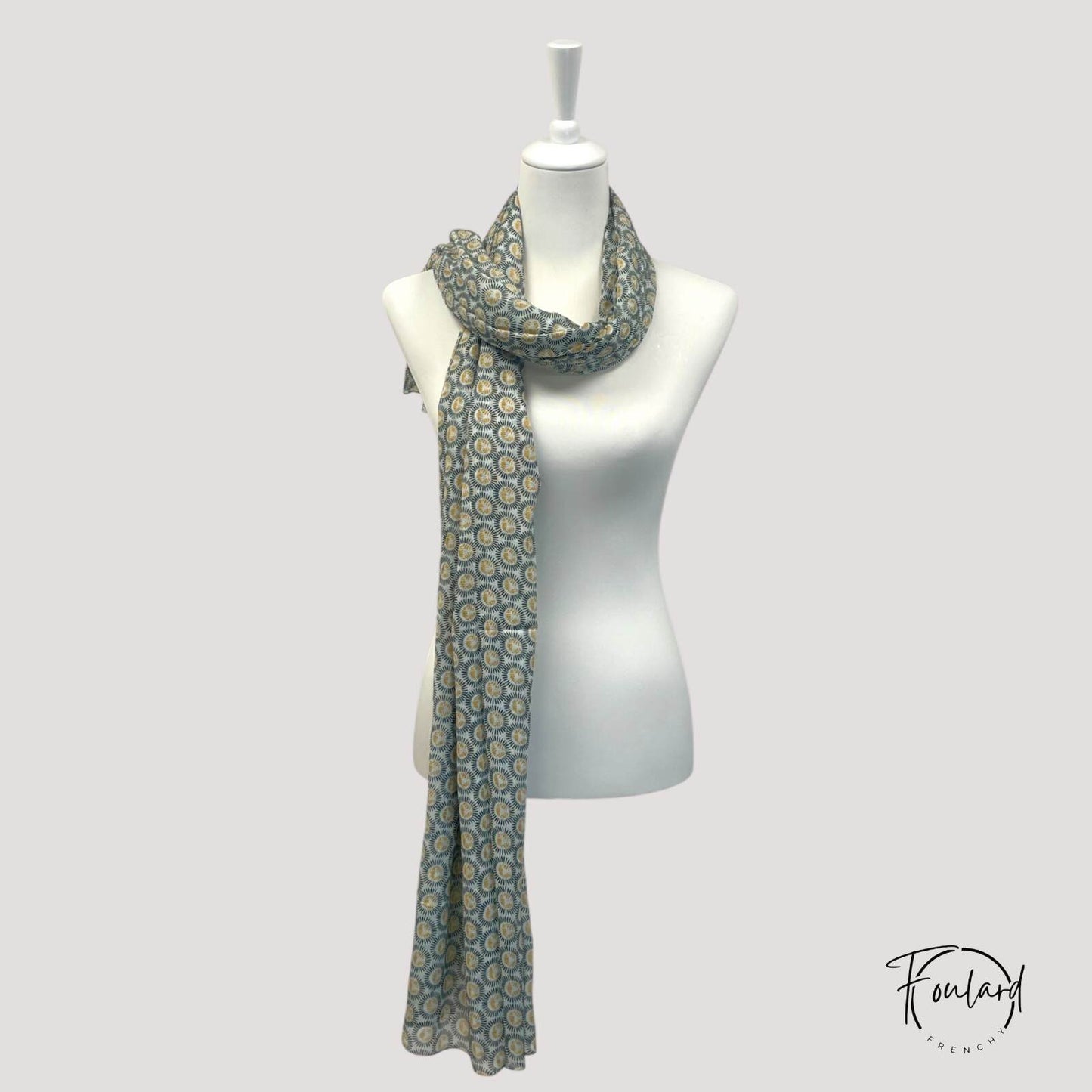 foulard en coton à motif circulaire jaune moutarde
