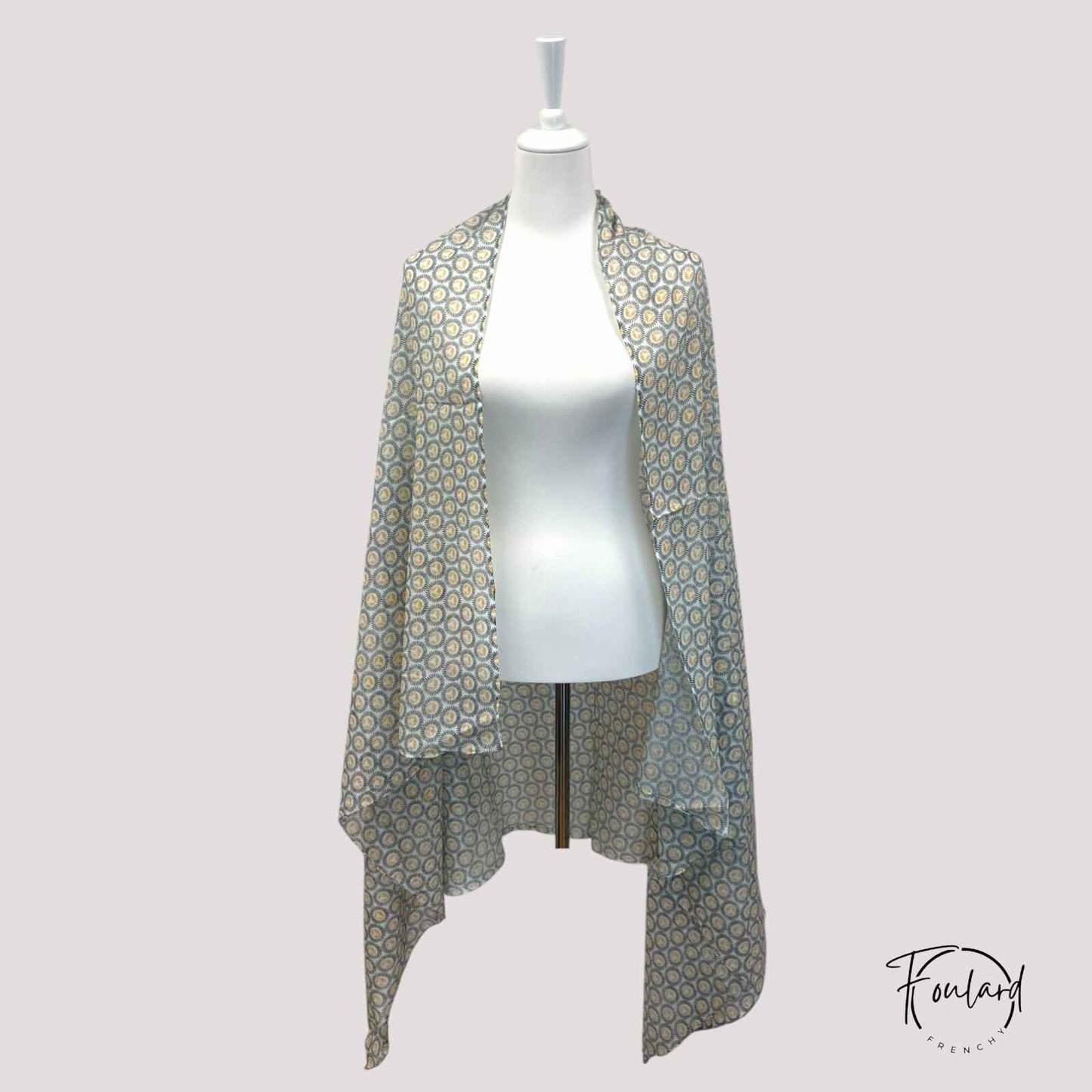 foulard en coton à motif circulaire jaune moutarde
