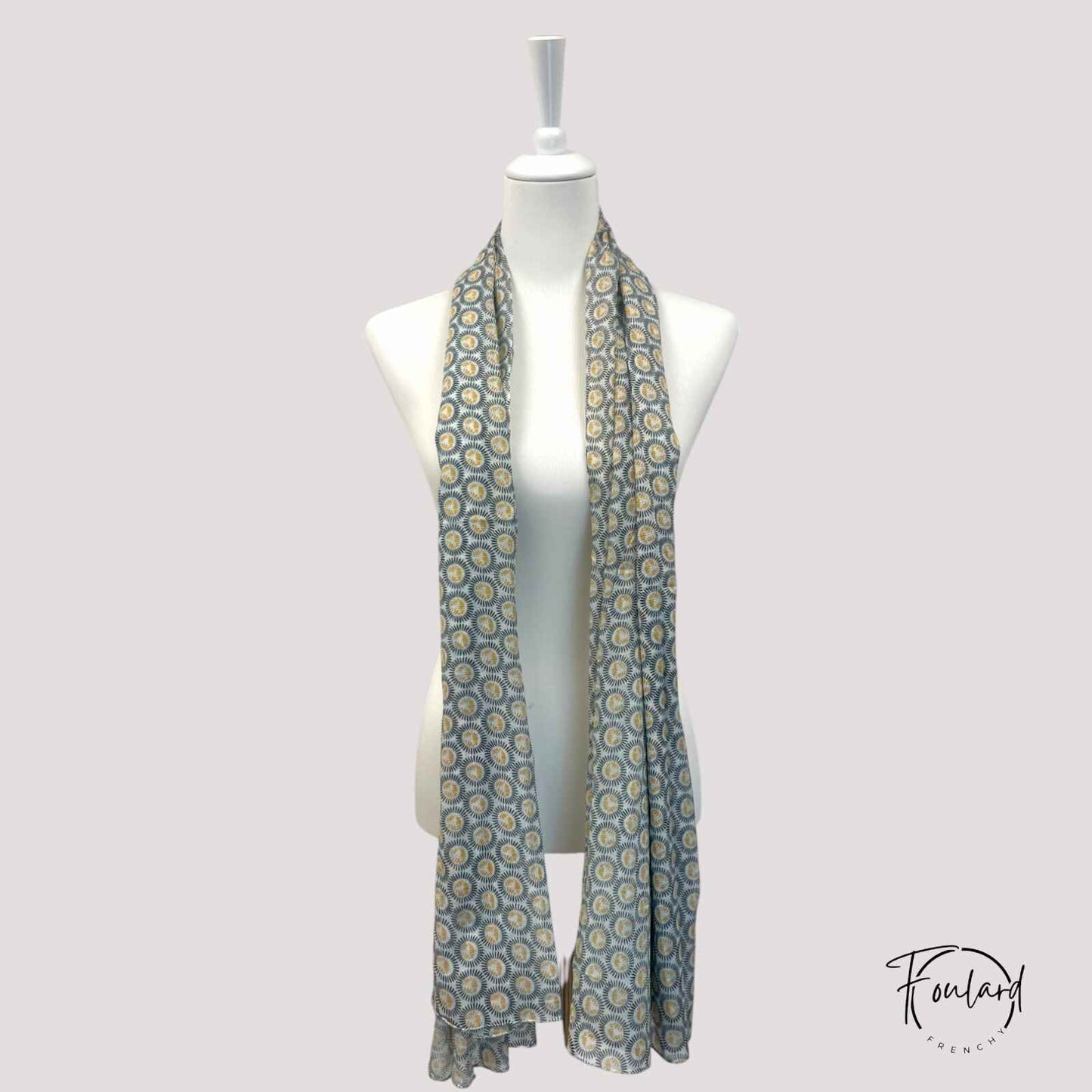 foulard en coton à motif circulaire jaune moutarde