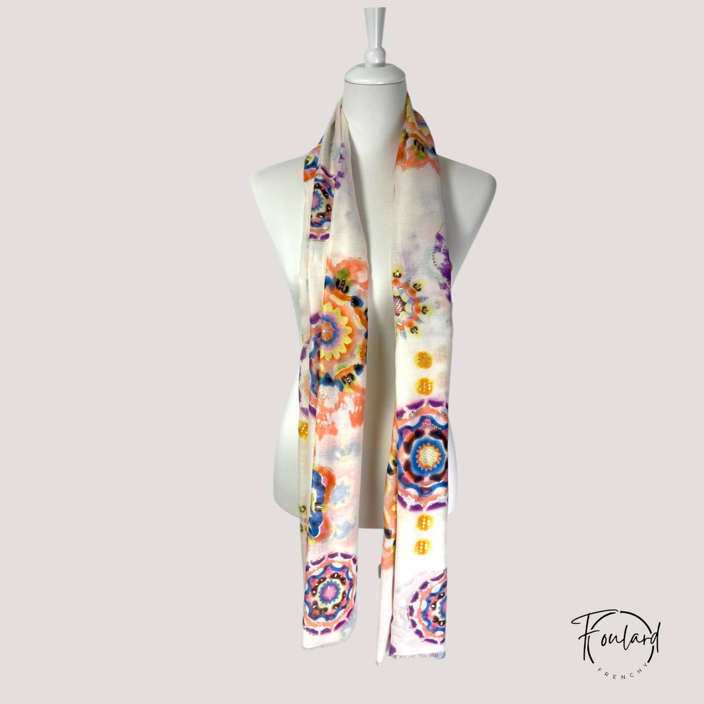 Foulard femme à motif aquarelle multicolore