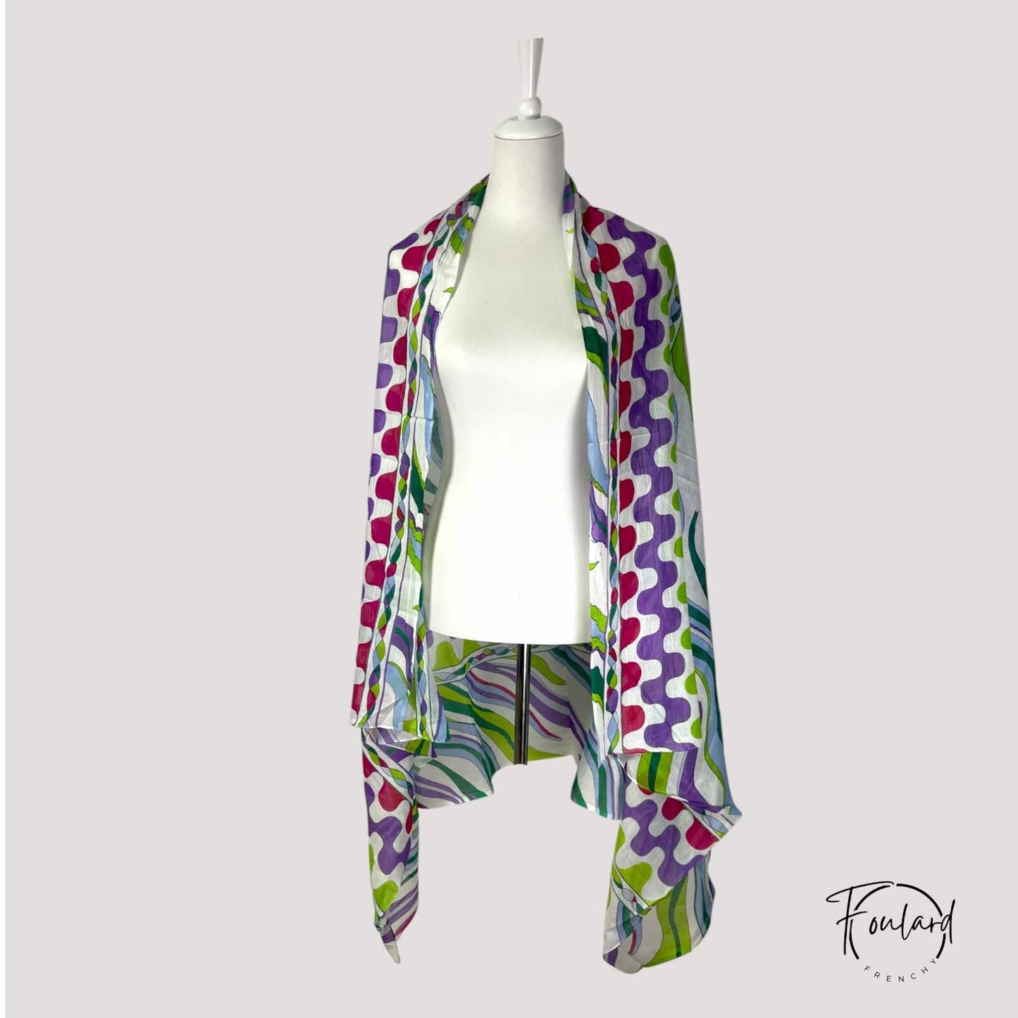 foulard femme à motif ondulé multicolore
