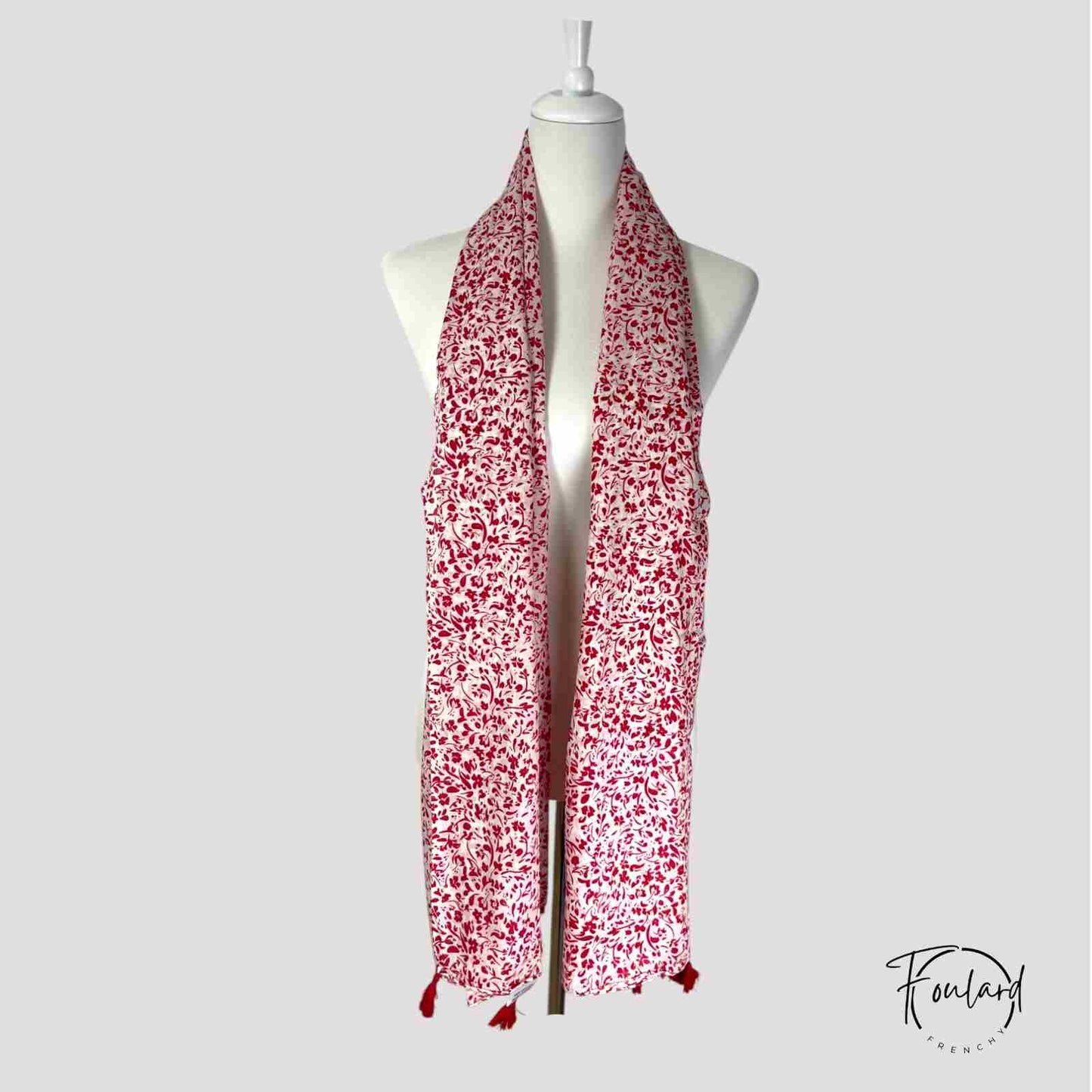 Foulard femme rouge à motif floral