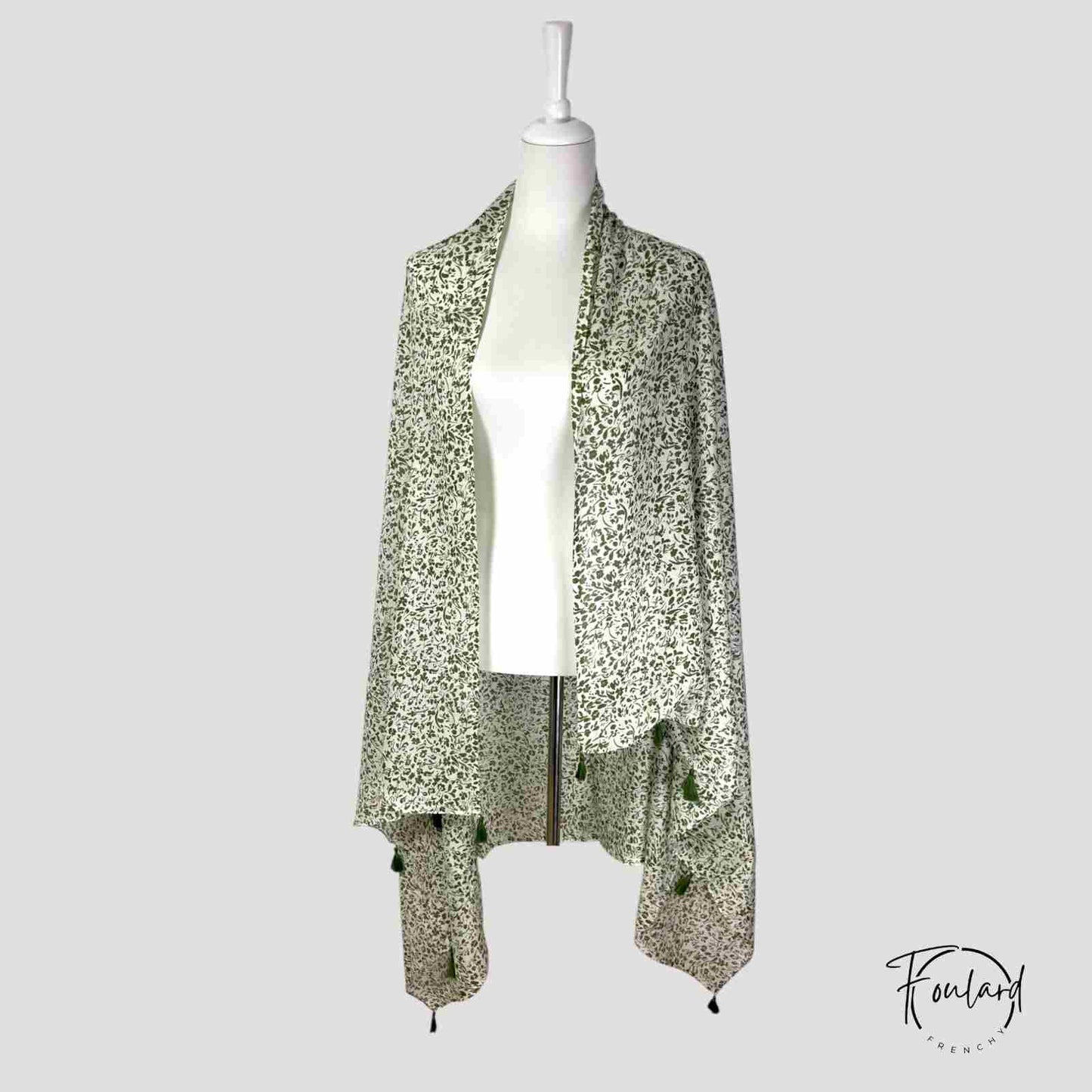 Foulard femme vert feuillage