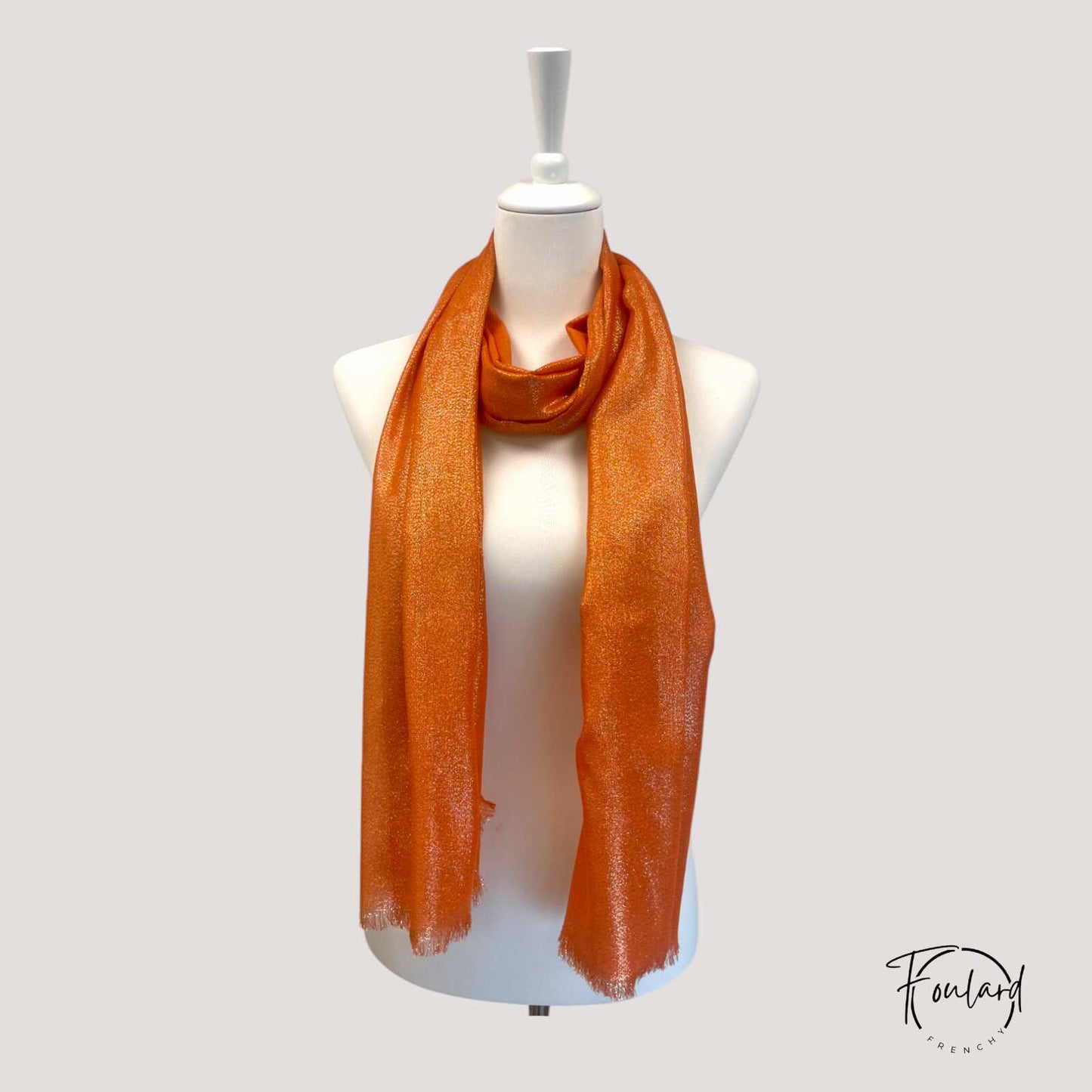 Foulard femme orange pailleté