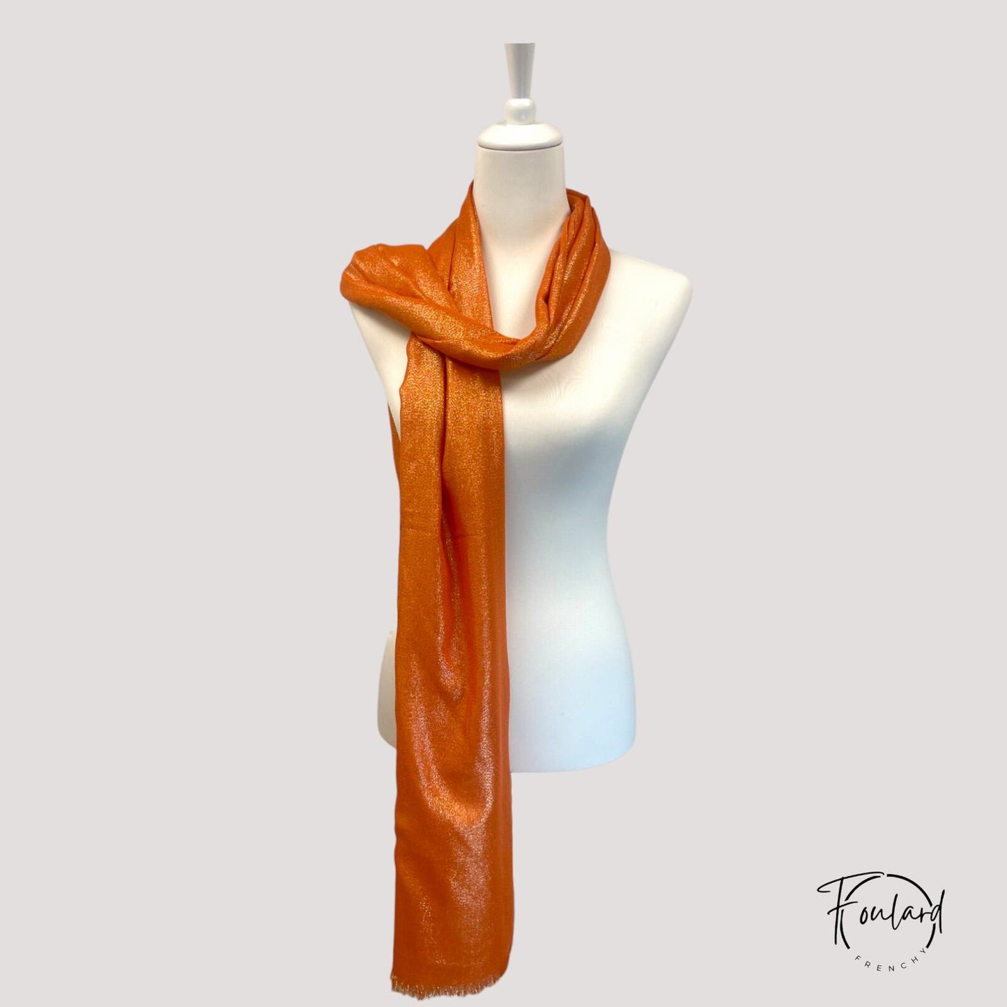 Foulard femme orange pailleté