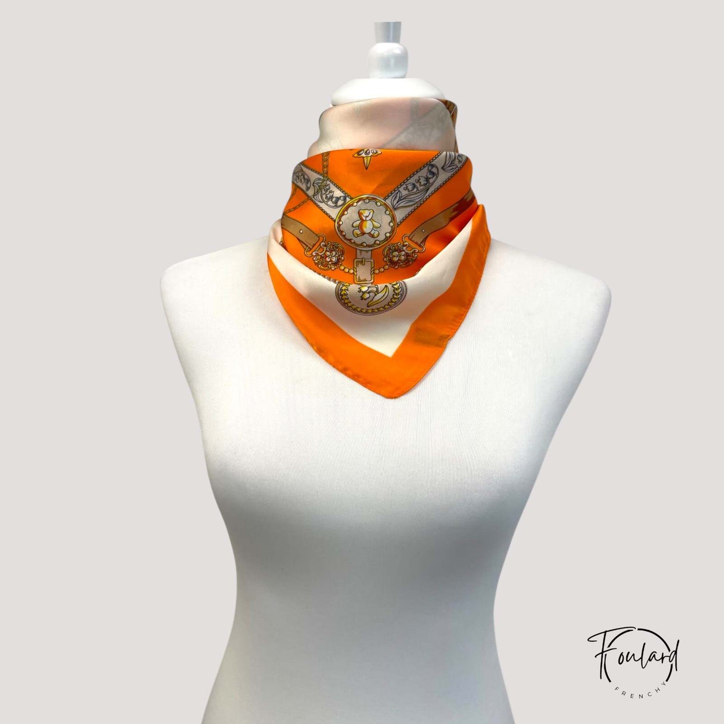 Foulard pour cheveux 70 orange - Xéline