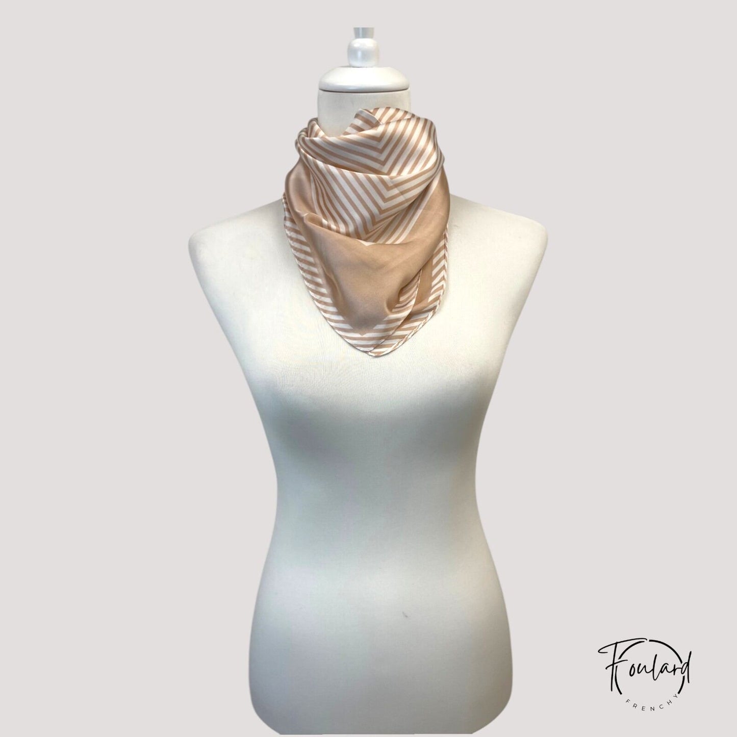 Foulard pour cheveux 70 - Rayures beiges