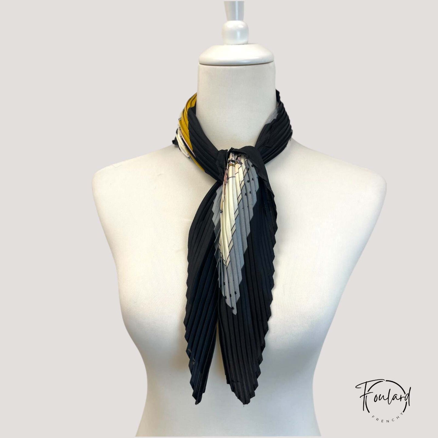 Foulard pour cheveux plissé noir - Fréline