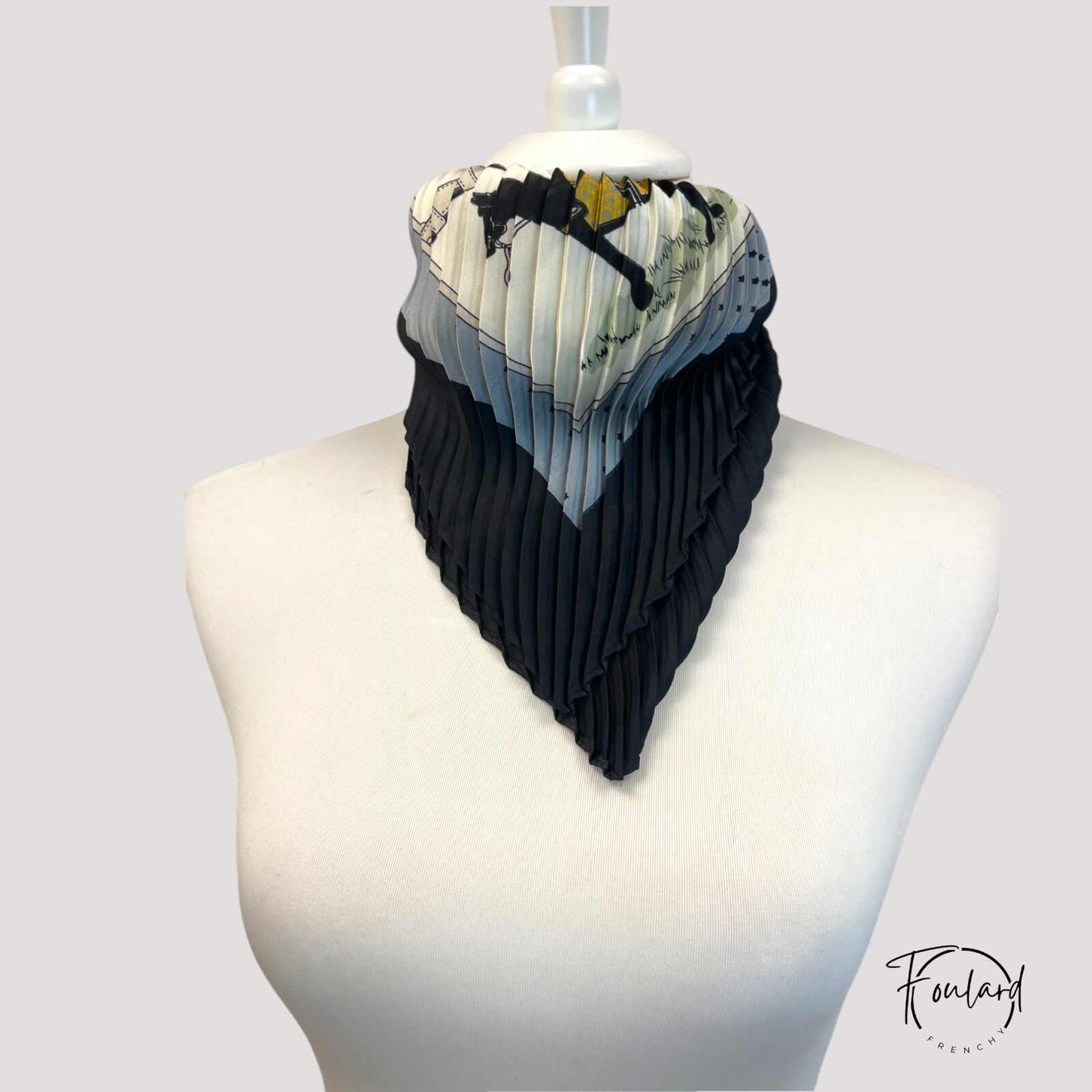 Foulard pour cheveux plissé noir - Fréline