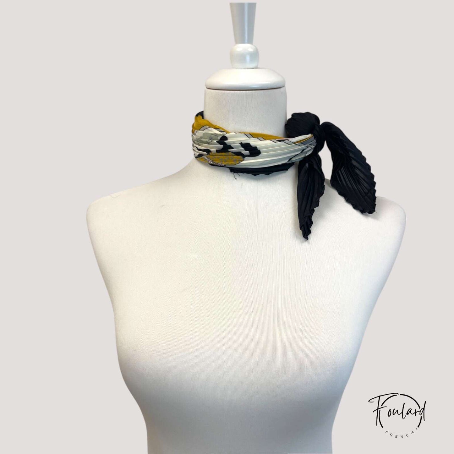 Foulard pour cheveux plissé noir - Fréline