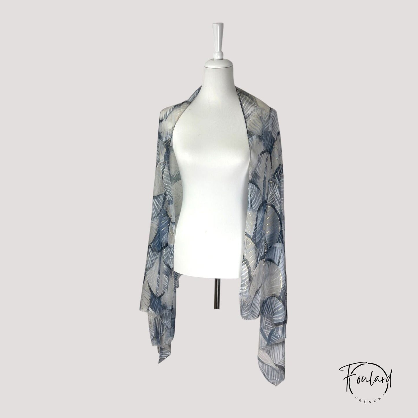 Foulard femme noir à motifs graphiques et dorures